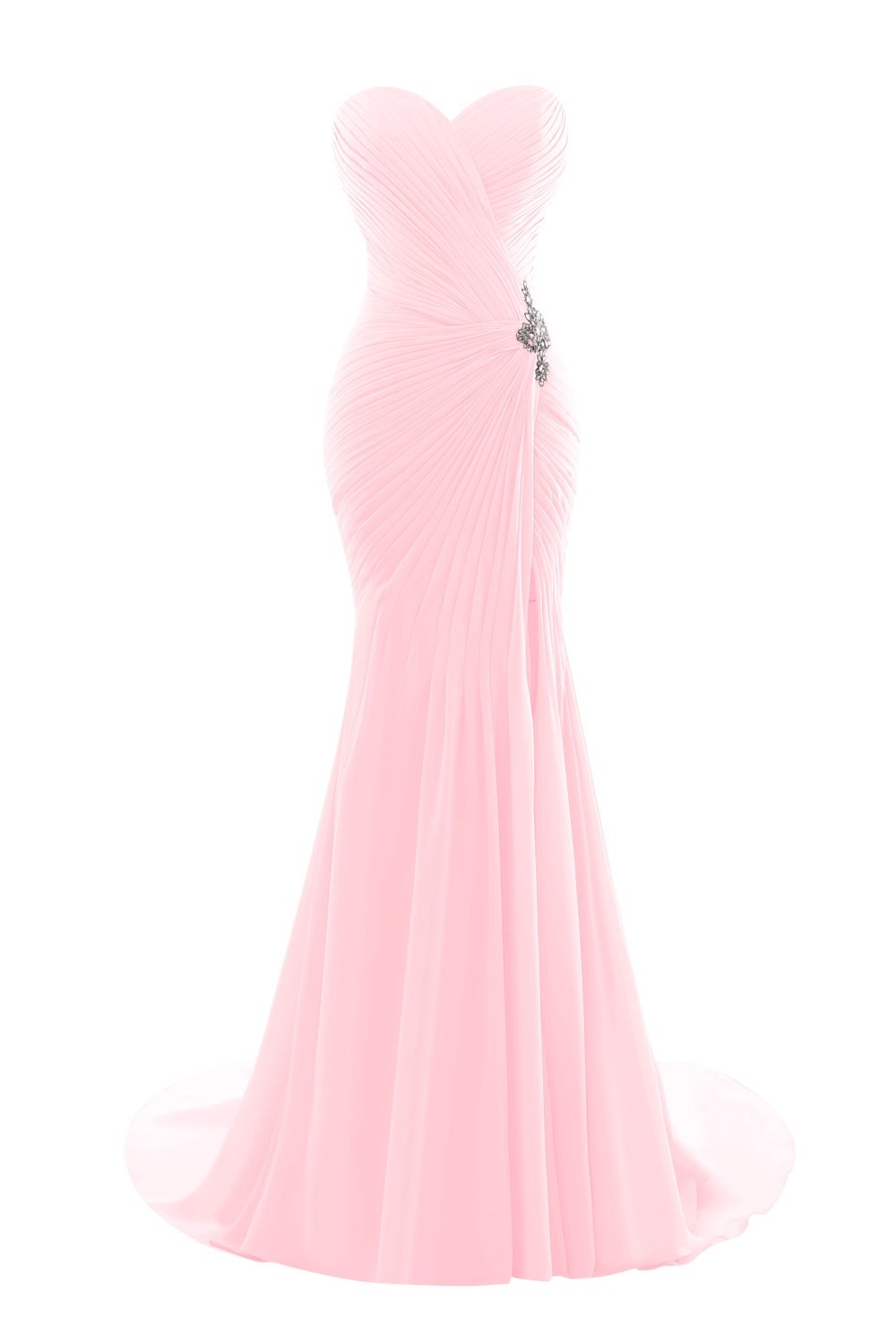 Elegant Women's Mermaid Pleat Split Side Evening Prom Dress - Size US10 in Blushing Pink | Perfect for Formal Events, Parties & Special Occasions