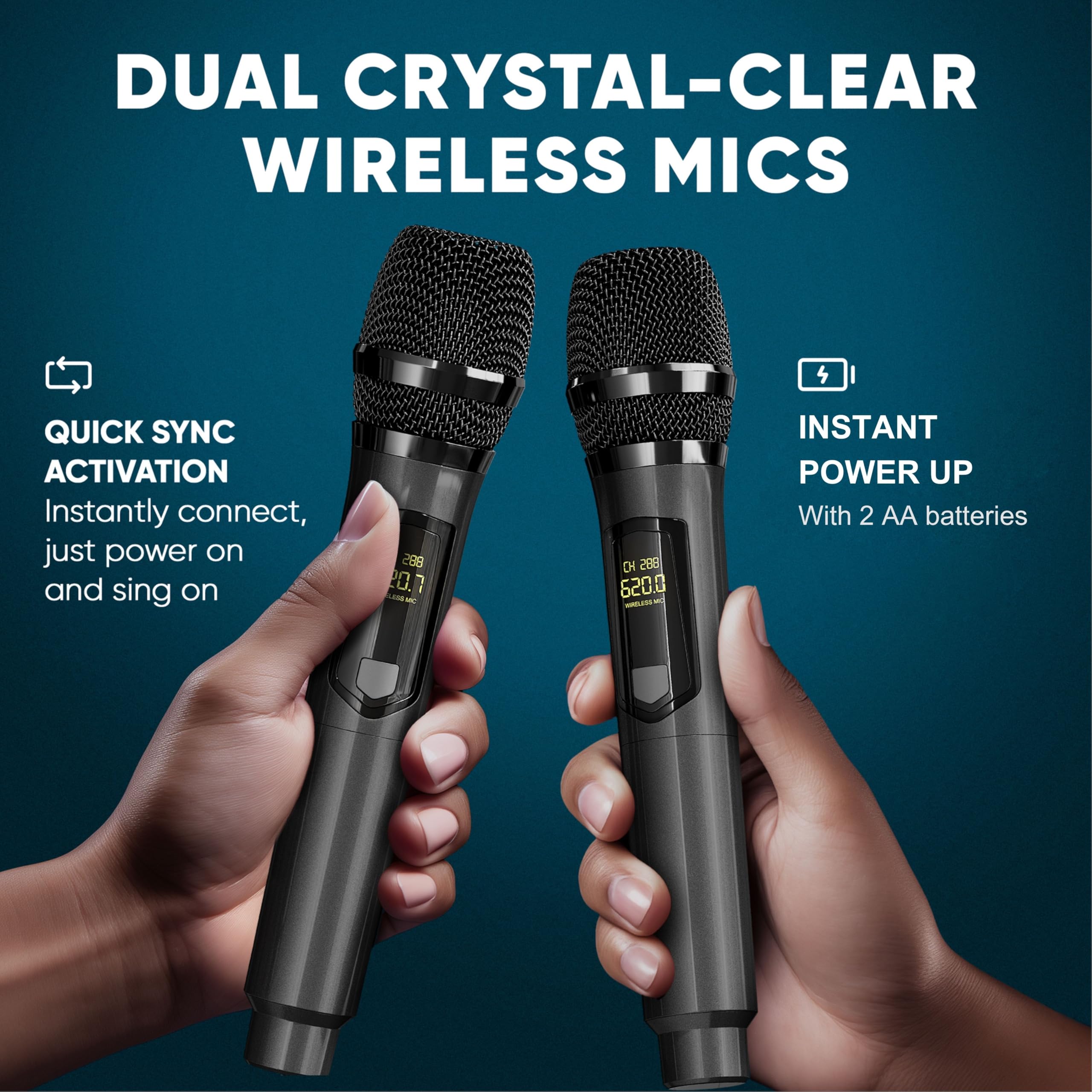 MASINGO Karaoke Machine with 2 Wireless Microphones - Portable Bluetooth PA Speaker System for Adults & Kids, Features Disco Ball Lights, Lyrics Display, Tablet Holder & TV Cable (Soprano X1 2.0) - Perfect for Home Parties, Birthday Celebrations and Family Gatherings