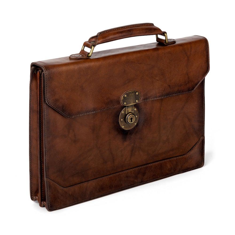 Premium Benjamin Leather Briefcase for Business Professionals - Genuine Leather Laptop Bag with Multiple Compartments - Perfect for Office, Travel & Executive Meetings