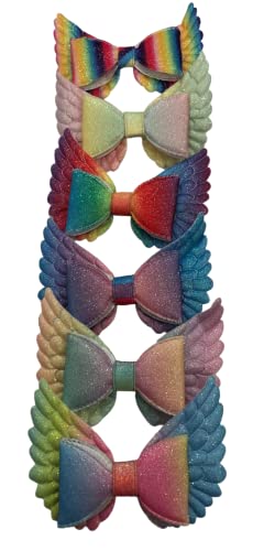 Samyak 6-Piece Fairy Alligator Hair Clips for Girls - Angel Wings Bow Hair Barrettes for Kids, Princess & Mermaid Party Accessories - Perfect for Birthday Gifts, School, and Special Occasions