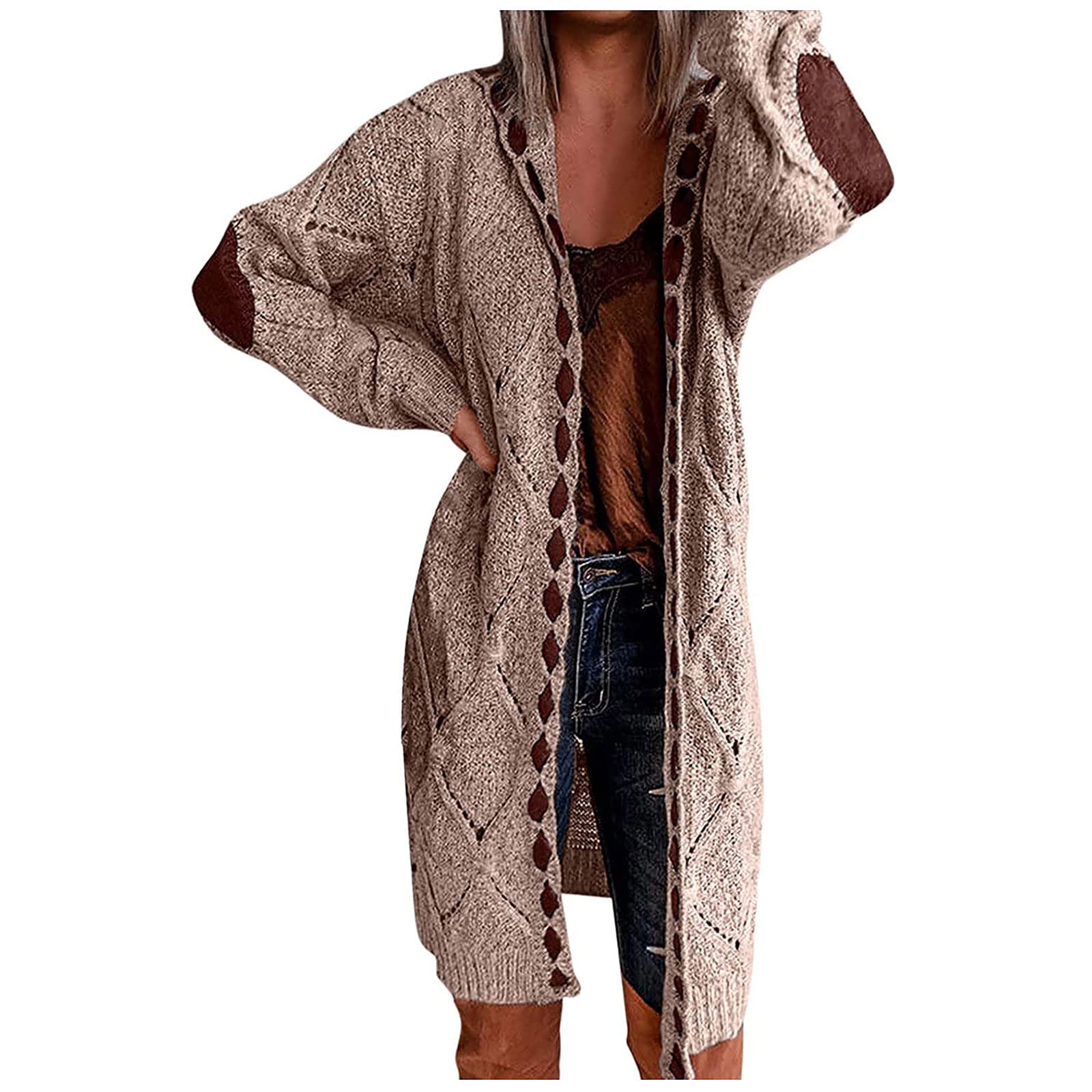 Women's Halloween Cable Knit Open Front Cardigan - Long Sleeve Chunky Sweater for Fall & Winter - Cozy Outwear for Parties, Office Wear & Casual Outfits