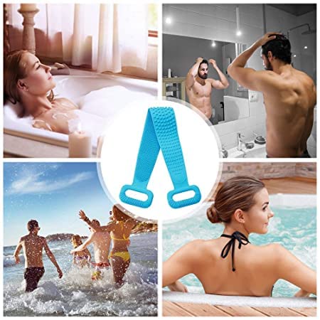 Kawna u-U Silicone Body Scrubber - Exfoliating Bath Scrubber Belt for Deep Cleansing, Dead Skin & Dirt Removal - Gentle Shower Scrub for Men, Women & Kids (Multicolor) - Perfect for Spa, Shower & Daily Skincare Routine