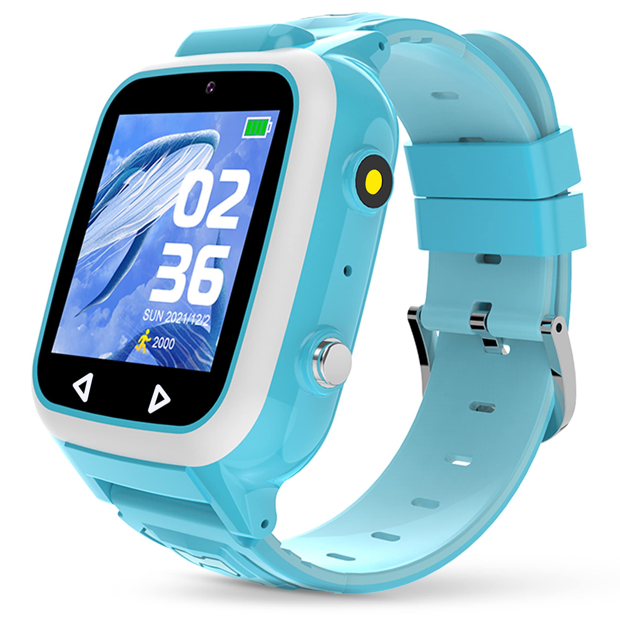 KNBOPKUH Smart Watch for Kids - Waterproof Touchscreen Kids Smartwatch with 25 Games, Dual Camera, Music Player & Pedometer | Birthday Gifts for Boys & Girls Ages 3-10 | Perfect for Playtime, Fitness Tracking & Learning (Blue)