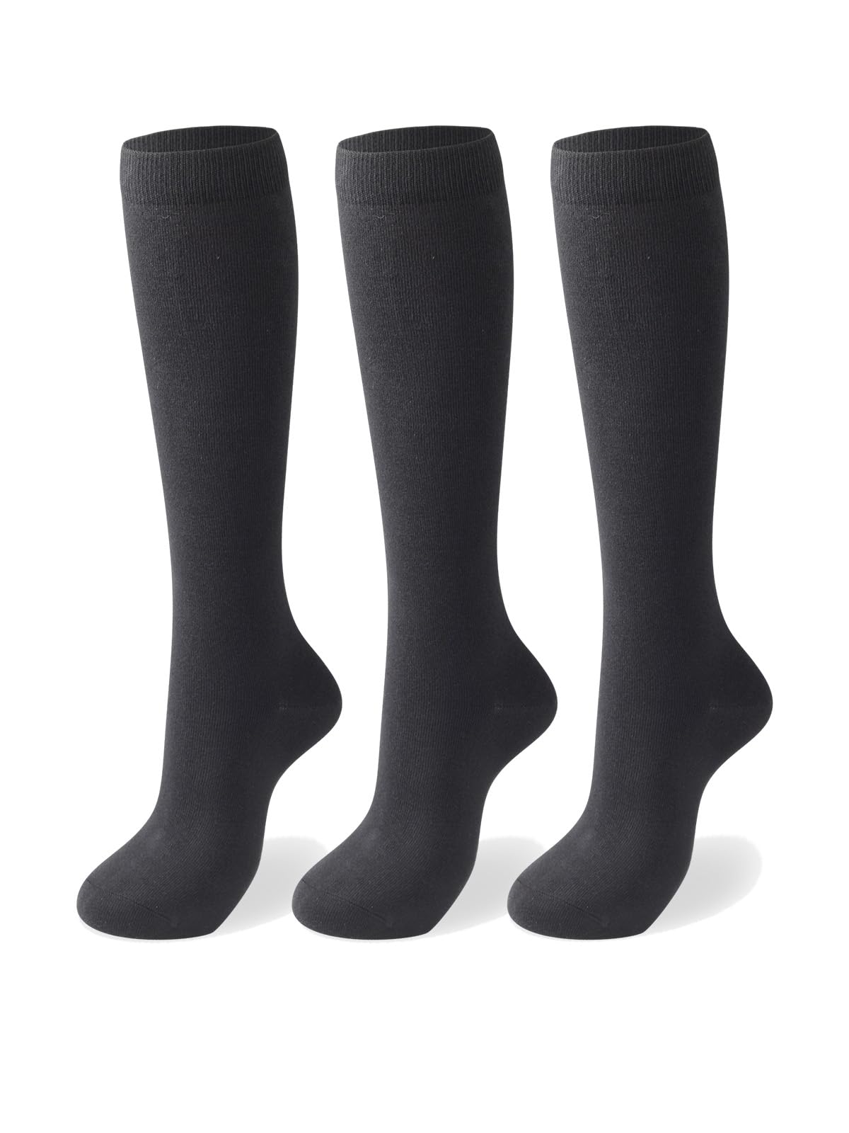 Soft Combed Cotton Knee High Socks for Women - Seamless Toe, Breathable & Comfortable (Black, White, Gray, Navy Blue) | Perfect for Work, Casual Wear & Winter Outfits