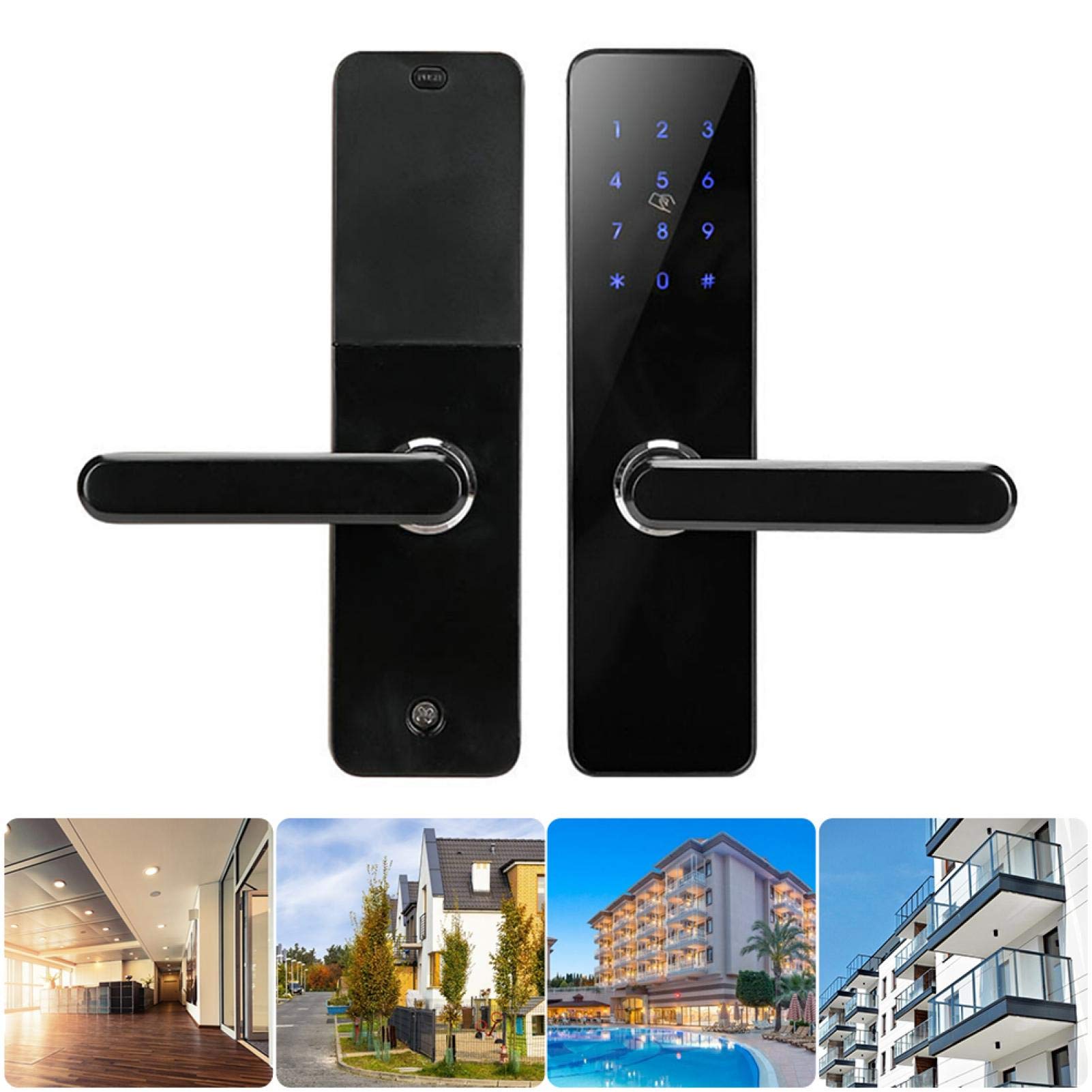 4-in-1 Keyless Entry Smart Door Lock with APP Control, Digital Keypad, RFID Cards & Google Home Voice Assistant - Secure Smart Home Access for Front Door, Apartment & Vacation Rental