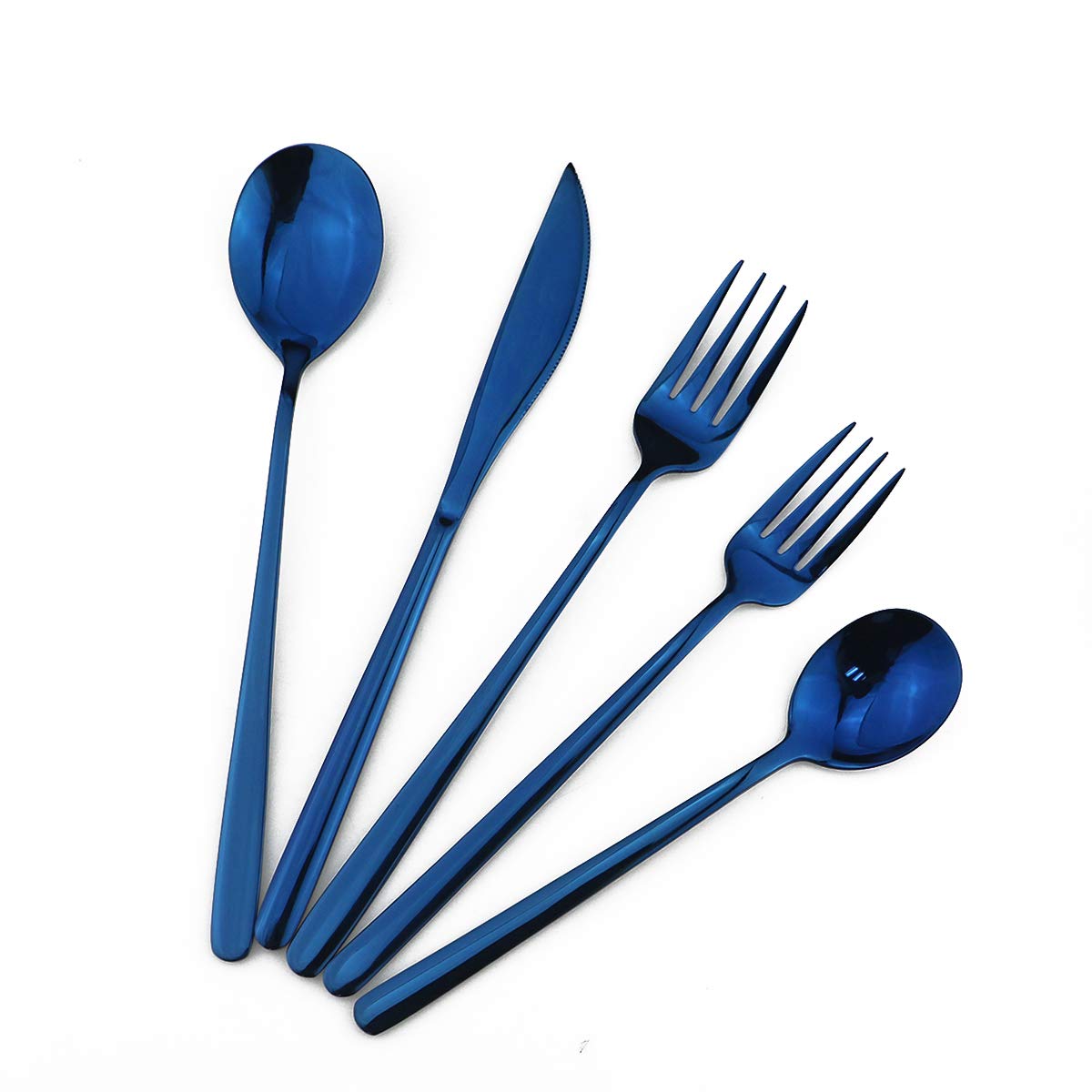 Premium Gugrida Steak Knives Set - 6-Piece Stainless Steel Serrated Dinner Knives for Steak, Meat & Kitchen Use | Professional Multipurpose Cutlery with Ergonomic Handles (Shiny Blue) | Perfect for BBQs, Dinner Parties & Restaurant-Style Dining