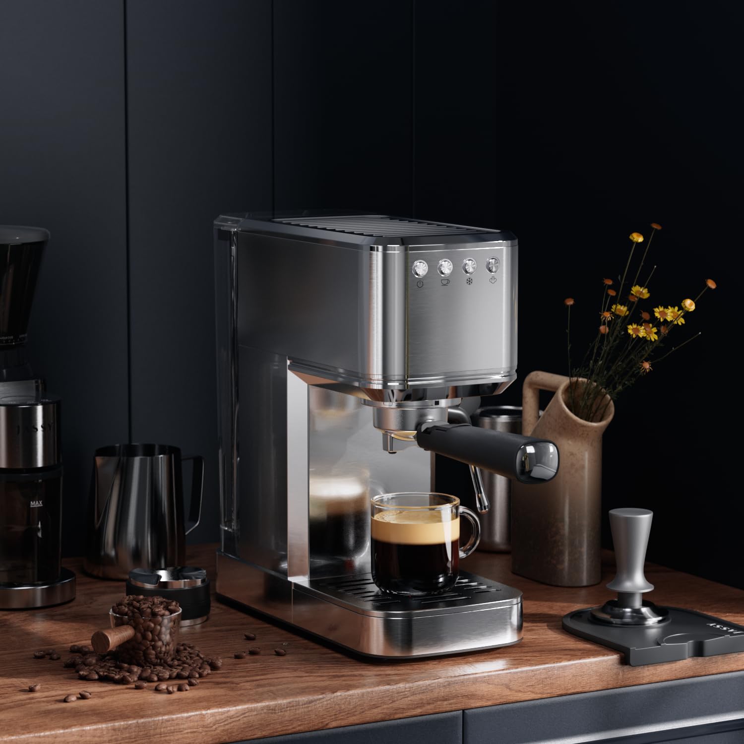 20 Bar Espresso Machine with Milk Frother - Semi-Automatic Coffee Maker for Latte & Cappuccino, 1450W Cold & Hot Brew Coffee Machine with 34oz Water Tank - Perfect for Home, Office & Cafe Use