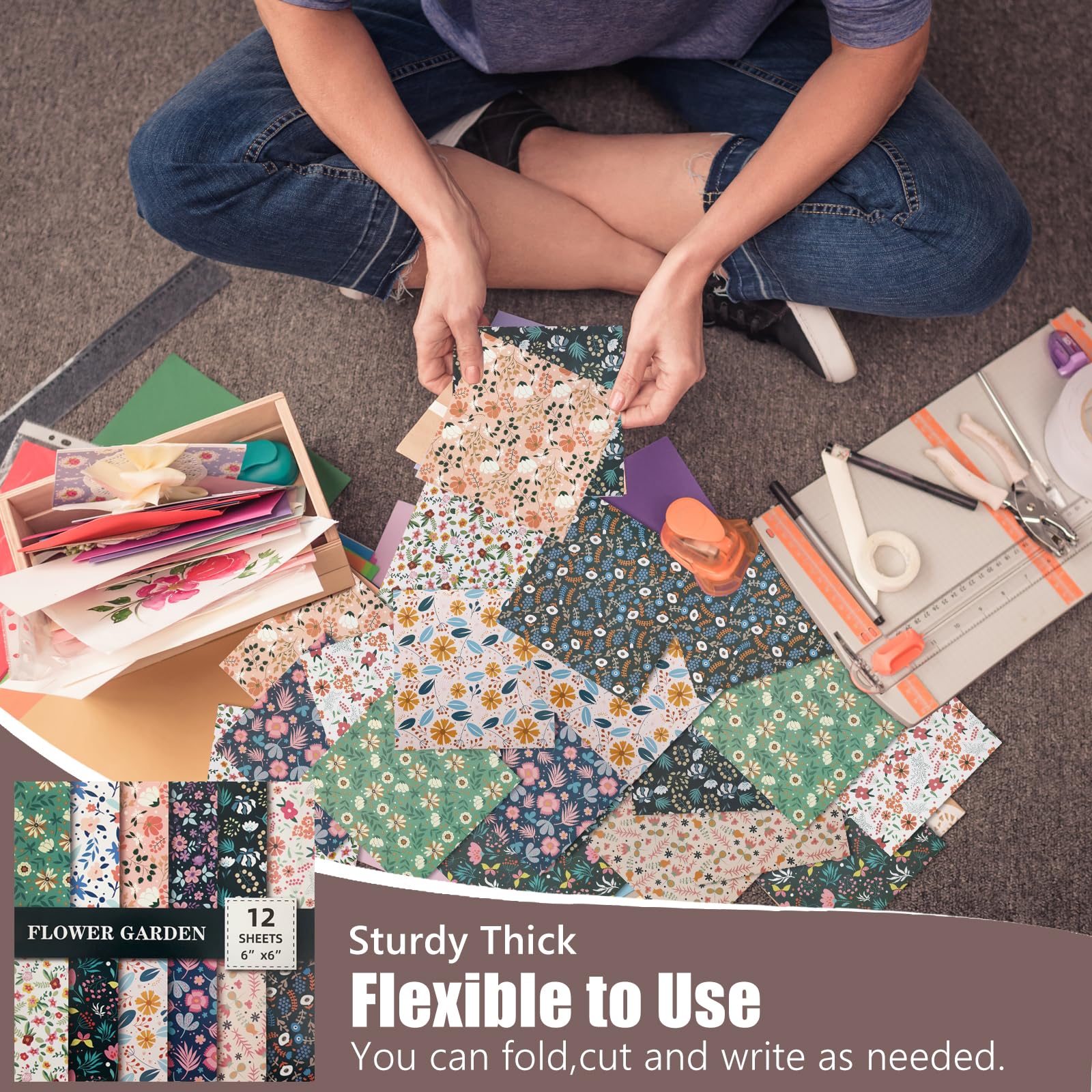 6 Inch Single Sided Decorative Paper Pad - 24 Pack for Scrapbooking, Card Making, Journaling & Origami | Perfect for DIY Crafts, Gift Wrapping & School Projects