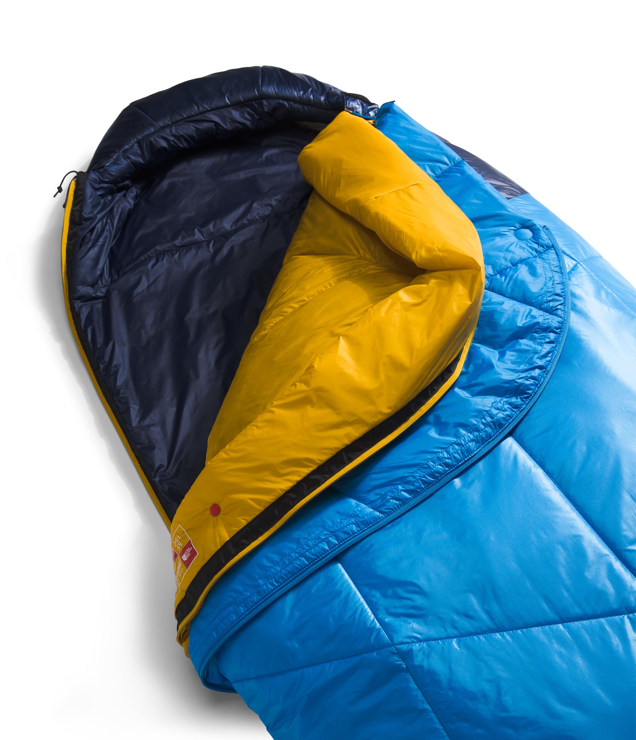 The North Face One Bag Camping Sleeping Bag - Lightweight, Waterproof & Insulated for Outdoor Adventures - Super Sonic Blue/Arrowwood Yellow (Regular Size) - Perfect for Backpacking, Hiking & Cold Weather Camping