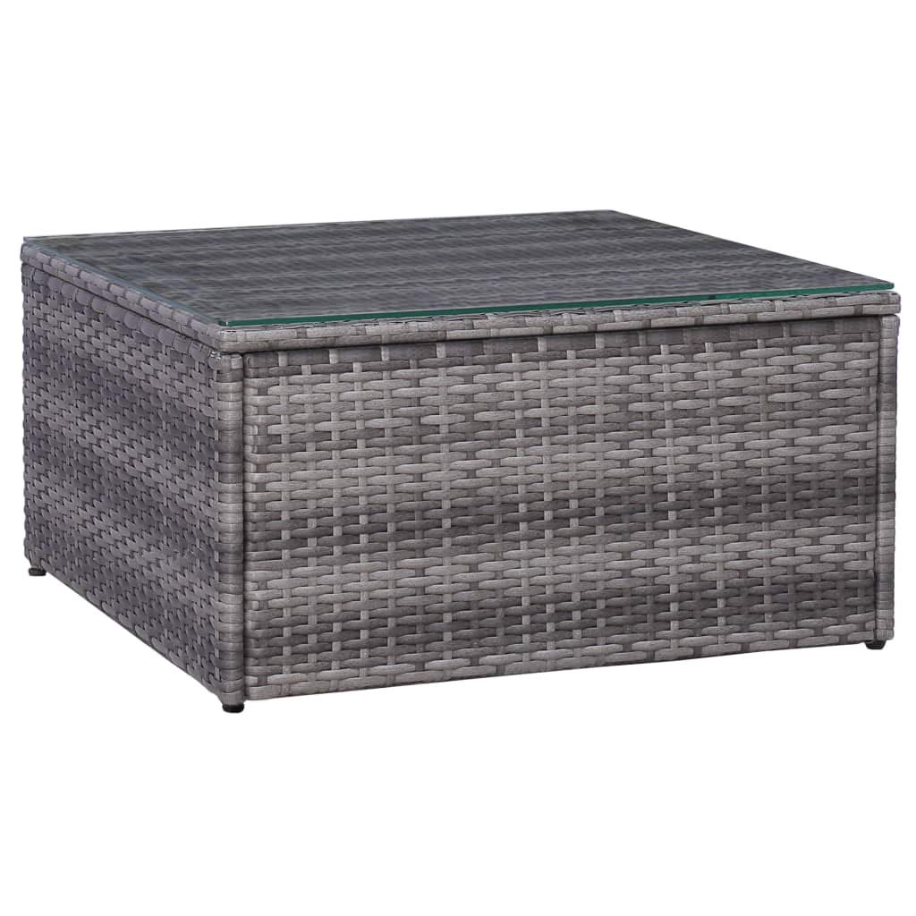 7-Piece Gray Poly Rattan Patio Furniture Set with Cushions & Coffee Table - Outdoor Garden Sofa Conversation Set for Backyard, Deck, and Poolside Relaxation
