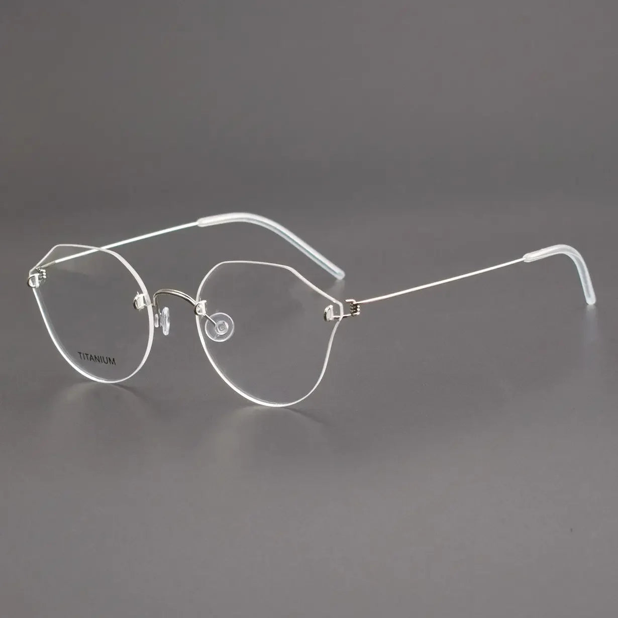 Aror Women's Rimless Flat Top Round Cat Eye Titanium Eyeglasses Frame 2375 - Lightweight & Durable for Reading, Work, and Fashion Accessories