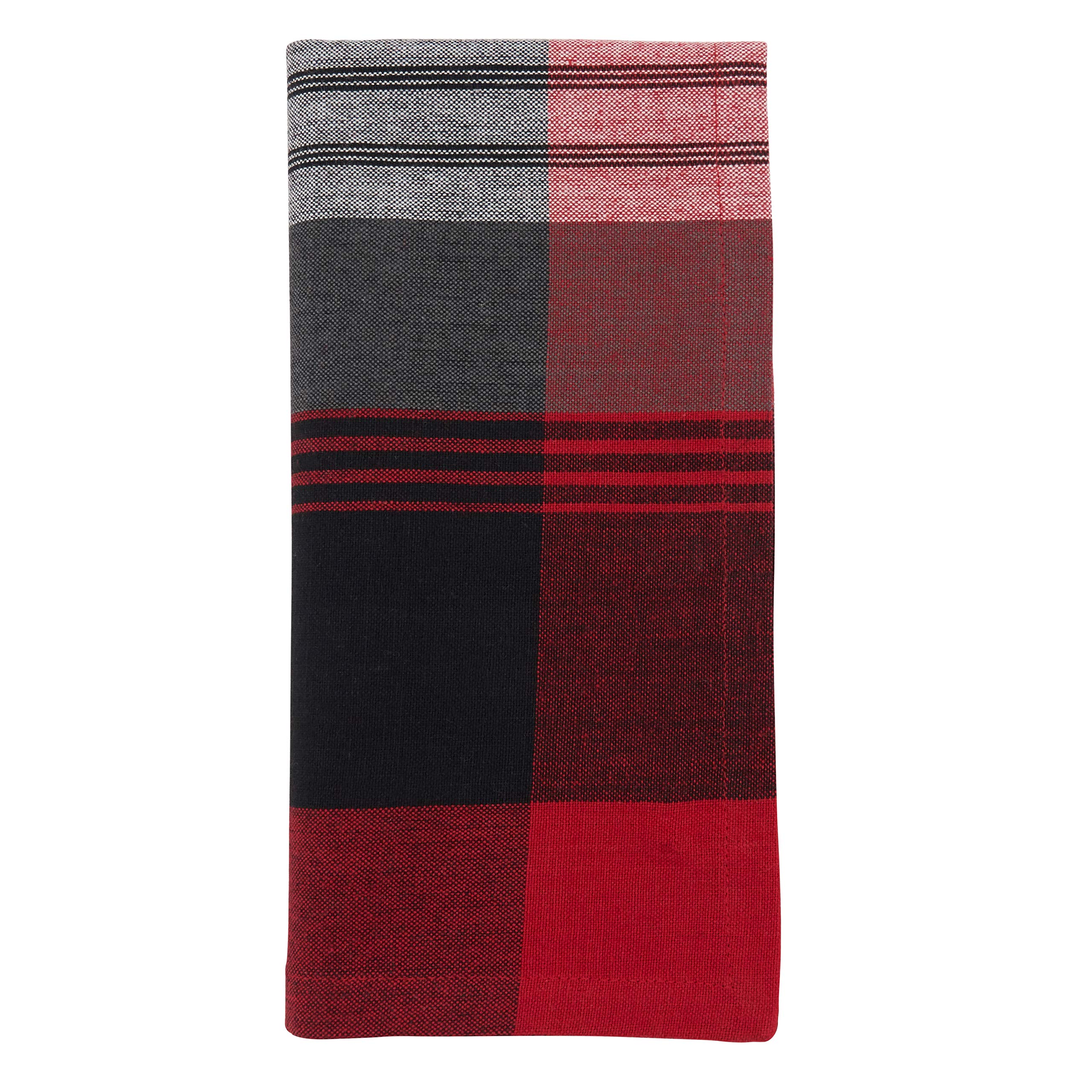Premium Cotton Plaid Table Napkins Set of 4 - Soft Absorbent Dinner Napkins for Everyday Use, Parties & Holiday Dining - Red Black Checkered Kitchen Linens