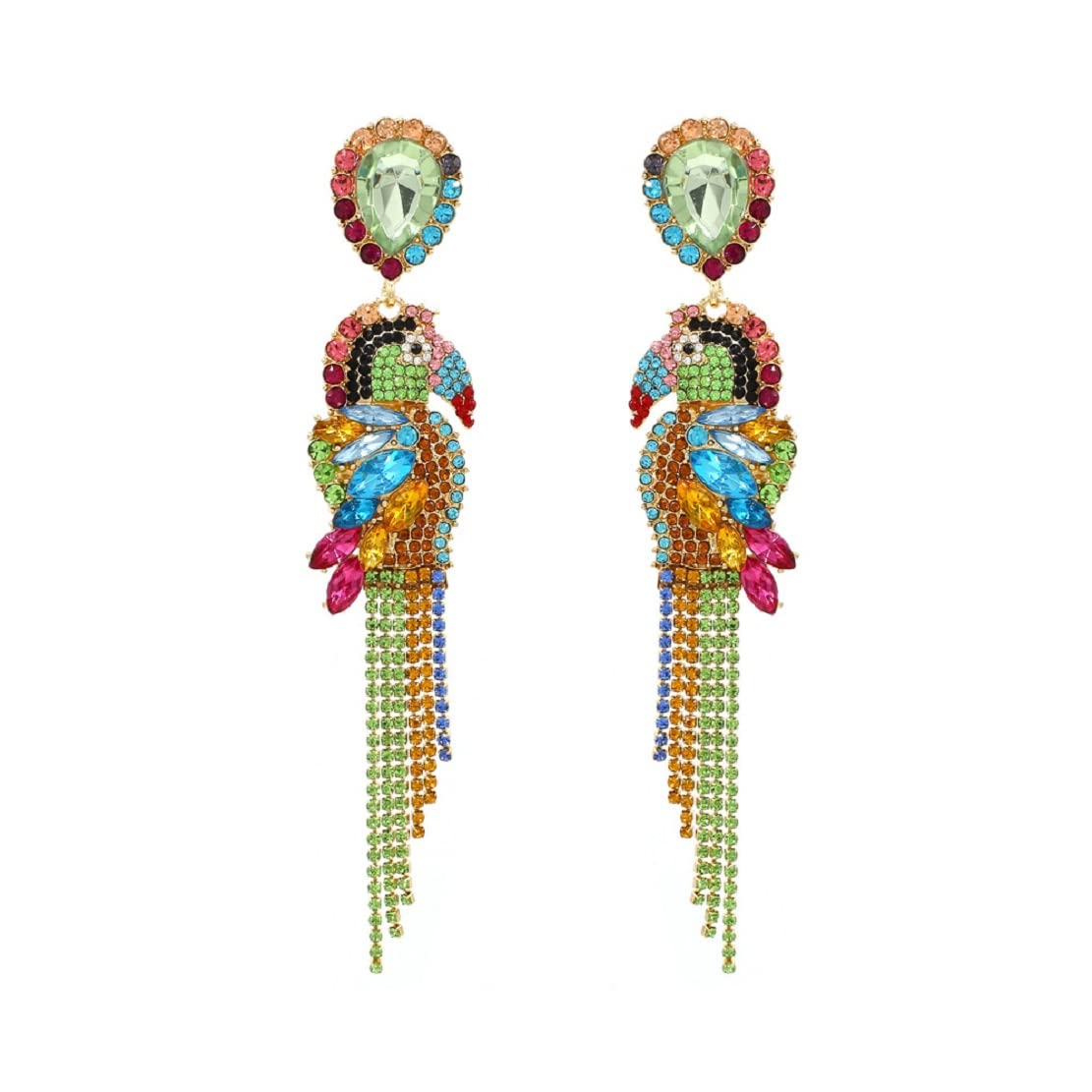 Hypoallergenic Sterling Silver Parrot Earrings for Women - Cute Bohemian Beaded Bird Dangle Drop Earrings | Perfect for Tropical Vacations, Beach Parties & Boho Fashion Accessories