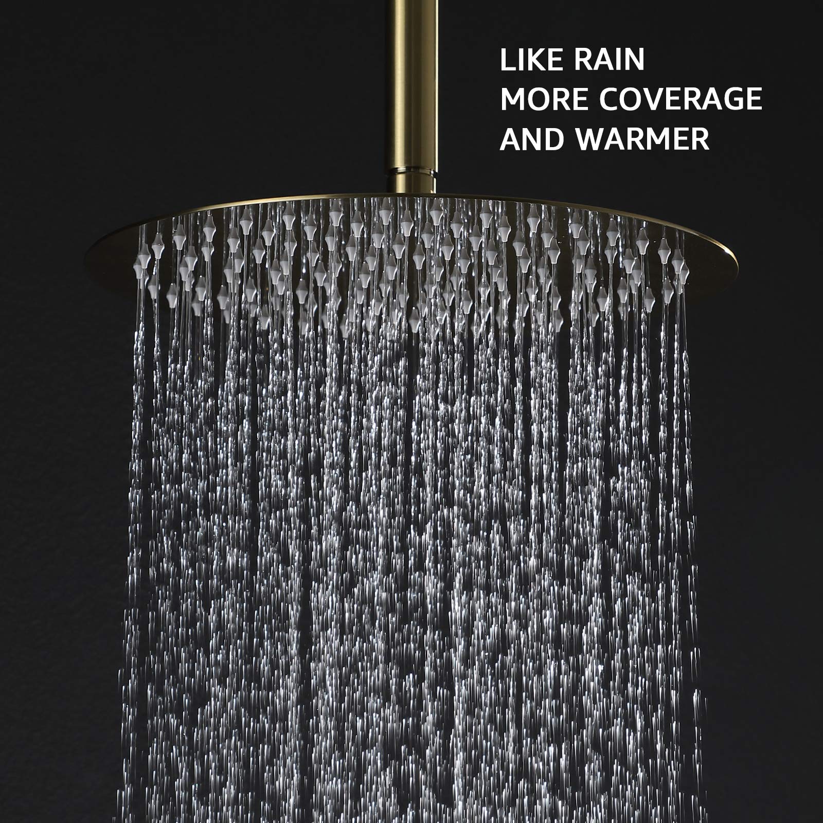 TIPOK 12 Inch Gold Rain Shower System - Ceiling Mount Brushed Gold Shower Faucet with Handheld Sprayer & Valve | Luxury Bathroom Upgrade for Spa-Like Experience