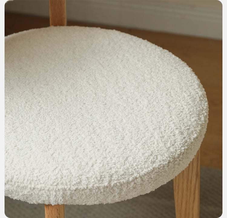 Solid Oak Wood Modern Velvet Makeup Stool - Soft Upholstered Vanity Seat for Dressing Table, Bedroom, and Beauty Salon