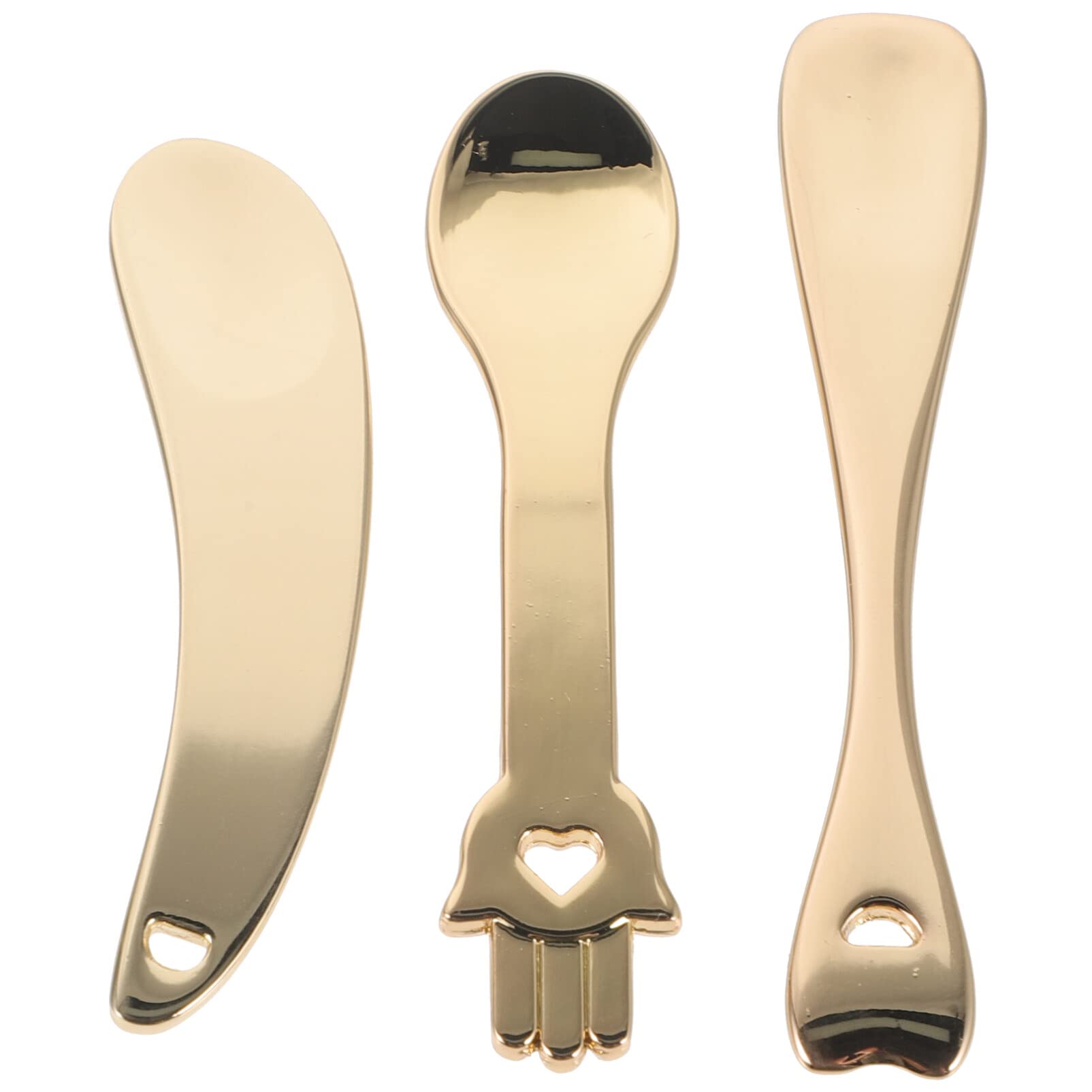Beavorty 3-Piece Cosmetic Spatula Set - Stainless Steel Makeup Spatulas with Hanging Hole for Easy Storage - Perfect for Applying Creams, Serums & Masks at Home or Salon