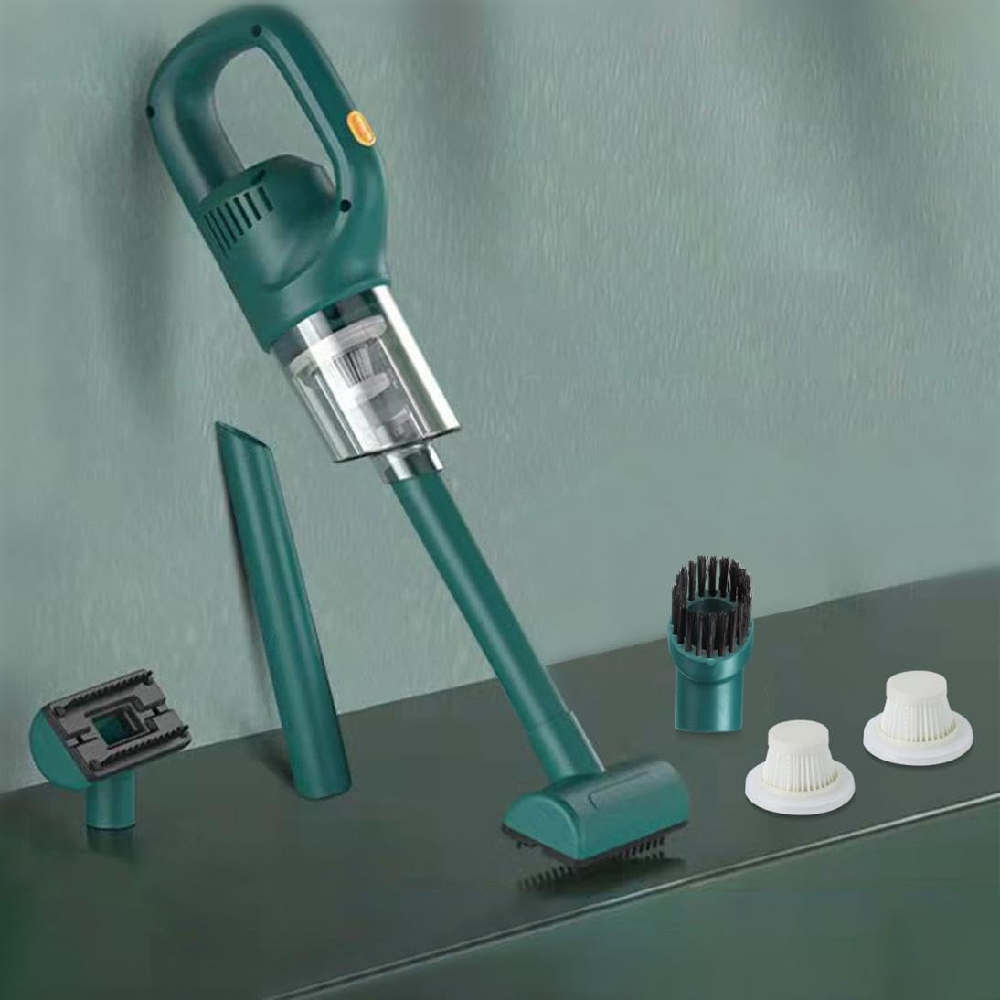 **Portable Handheld Cordless Vacuum Cleaner for Car & Home - High Power Rechargeable Small Vacuum (Green) | Quick Cleanup for Pet Hair, Crumbs & Dust**