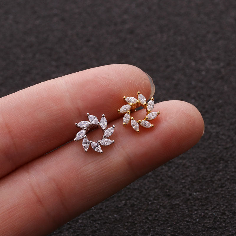 16G Sunflower Conch Stud Sleeper Earrings - HSPJ1960 | Dainty Flower Ear Jewelry for Cartilage Piercing | Perfect for Everyday Wear, Parties & Gifts