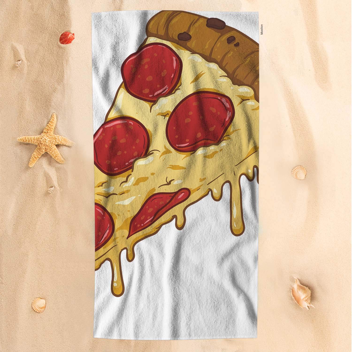 Soft Microfiber Pizza Bath Towel - Italian Food Design with Cheese, Red Tomato & Sausage - 32x64 Inch Large Bath & Beach Towel for Kids, Baby & Adults - Perfect for Bathroom, Pool, Spa & Summer Outings