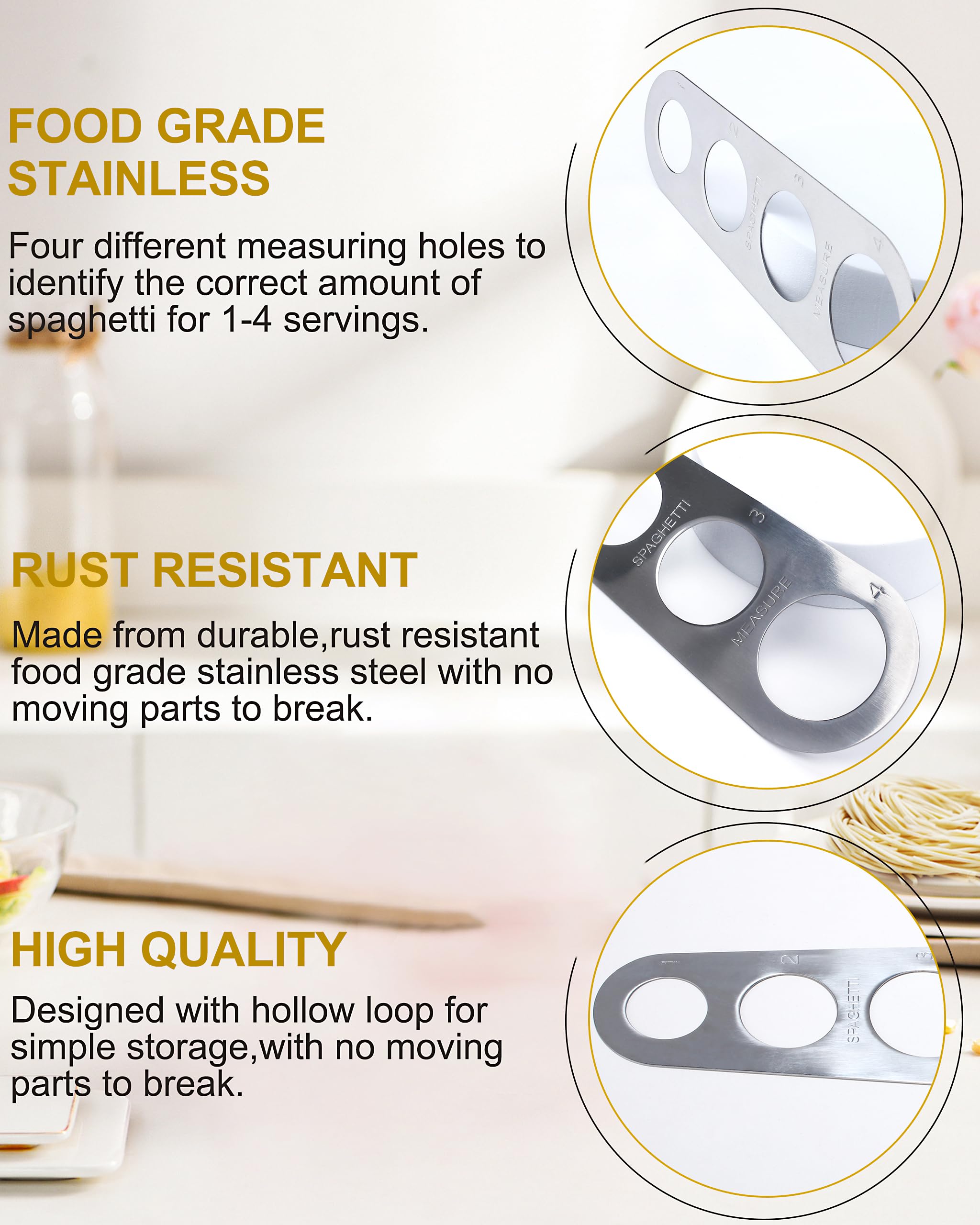**YQBOOM Stainless Steel Spaghetti Measurer Tool - 2-Pack Pasta Portion Control for Perfect Spaghetti Portions | Ideal for Home Cooking, Meal Prep & Italian Cuisine Lovers**