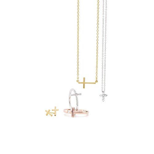 14K Rose Gold Cross Earrings for Women - Dainty Religious Jewelry Gift for Baptism, Confirmation & Everyday Wear