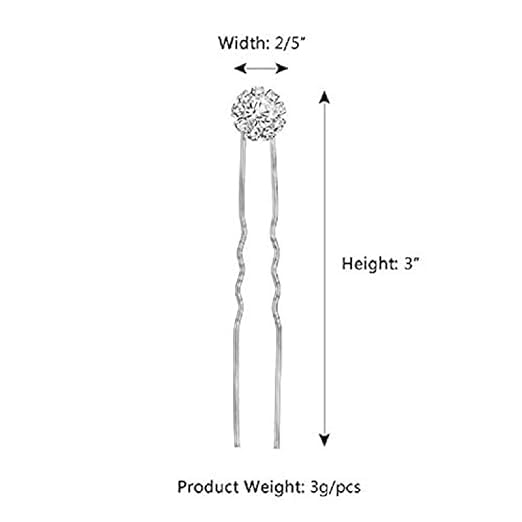 SHIDARA 12-Piece White Rhinestone Wedding Hair Pins Set - U-Shaped Bridal Hair Clips for Women, Perfect for Weddings, Proms & Special Occasions
