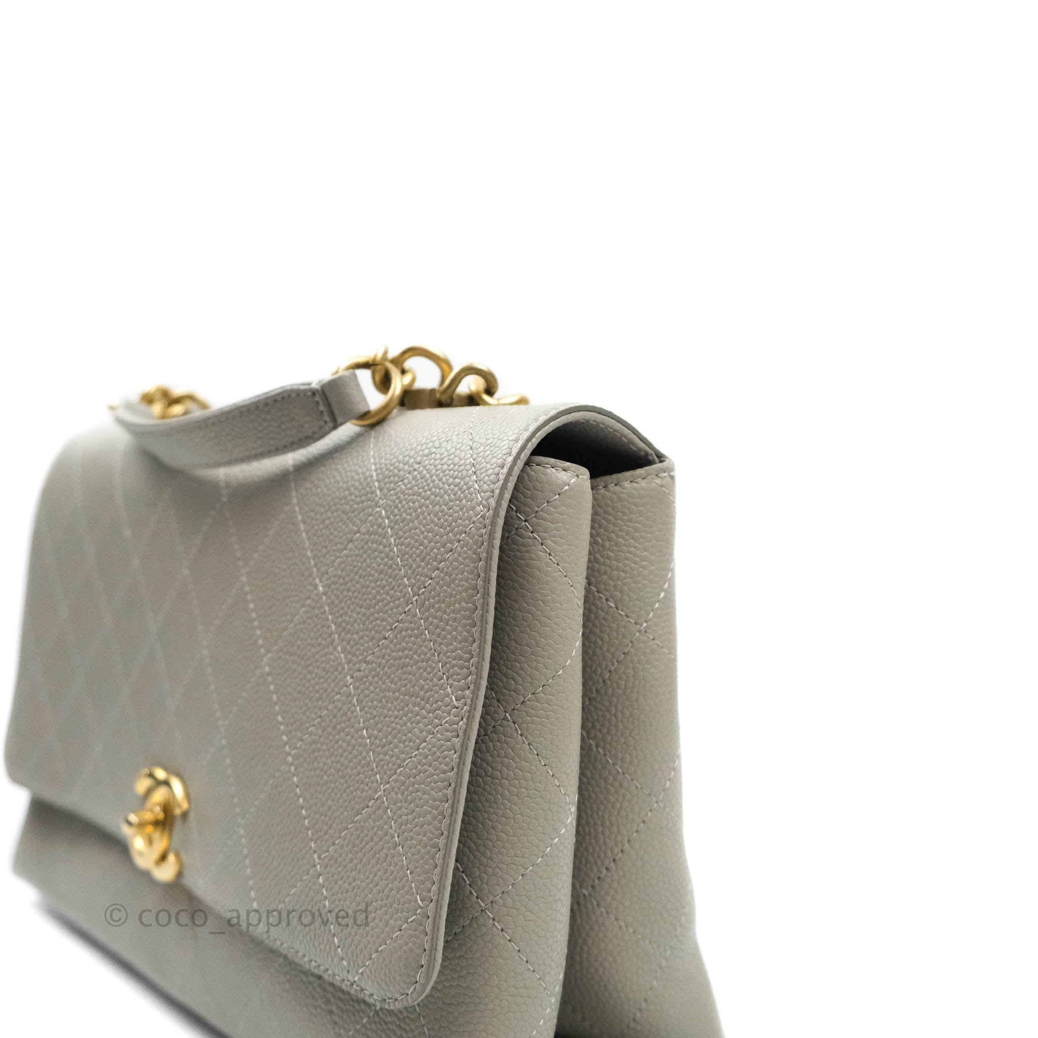 Chanel Chic Affinity Medium Grained Calfskin Grey Handbag with Aged Gold Hardware - Perfect for Work, Travel & Luxury Fashion Accessories