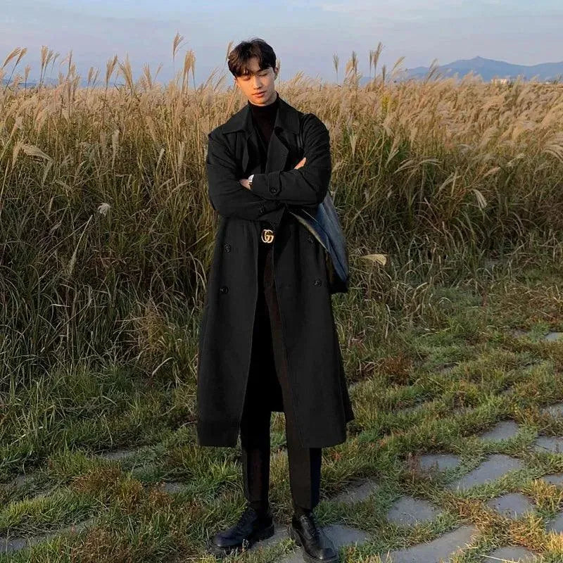 Stylish Men's Long Trench Coat - Waterproof Winter Overcoat for Business & Casual Wear - Perfect for Office, Dating & Outdoor Activities