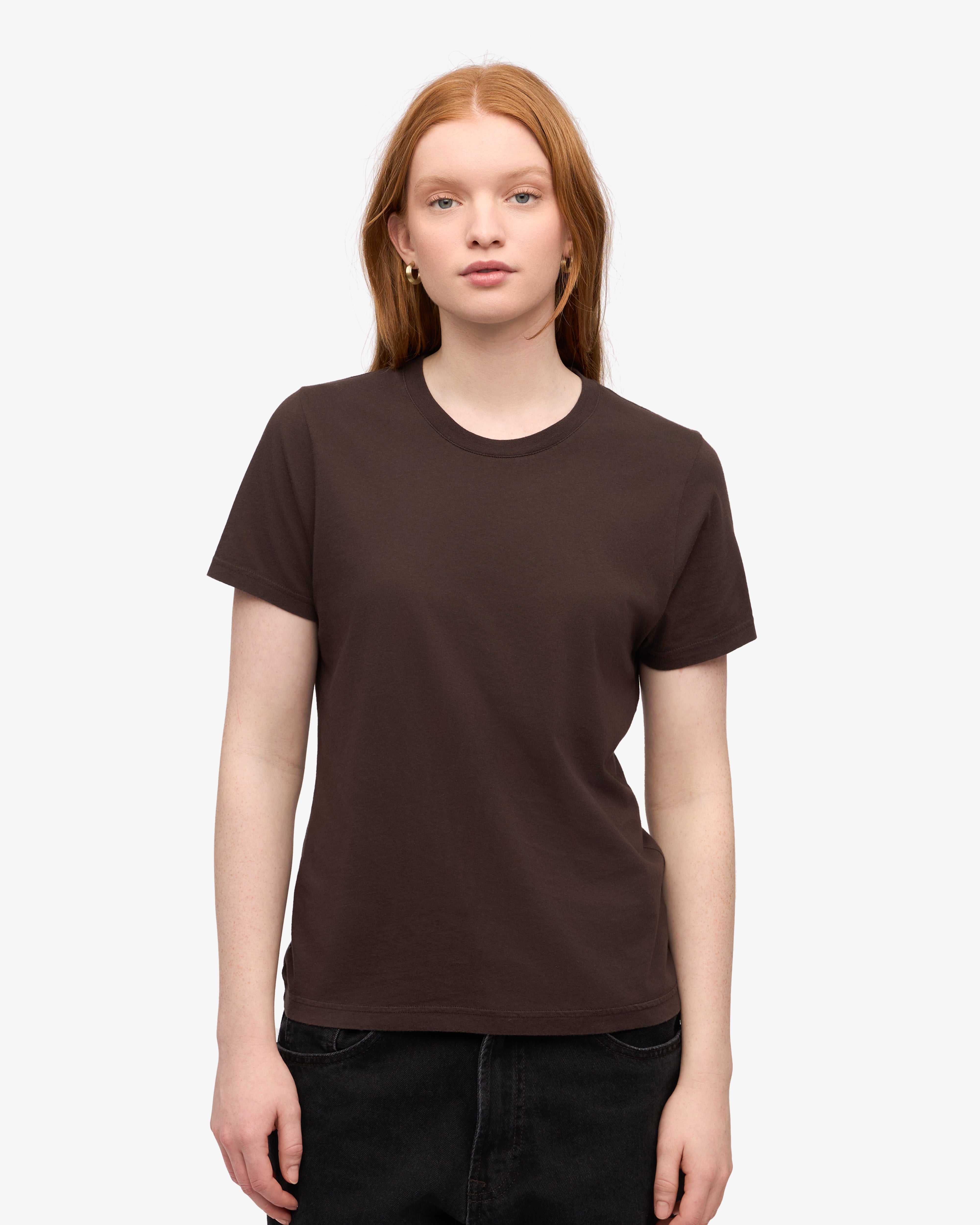 Organic Cotton Women's Lightweight T-Shirt in Coffee Brown - Perfect for Casual Wear, Yoga & Everyday Comfort