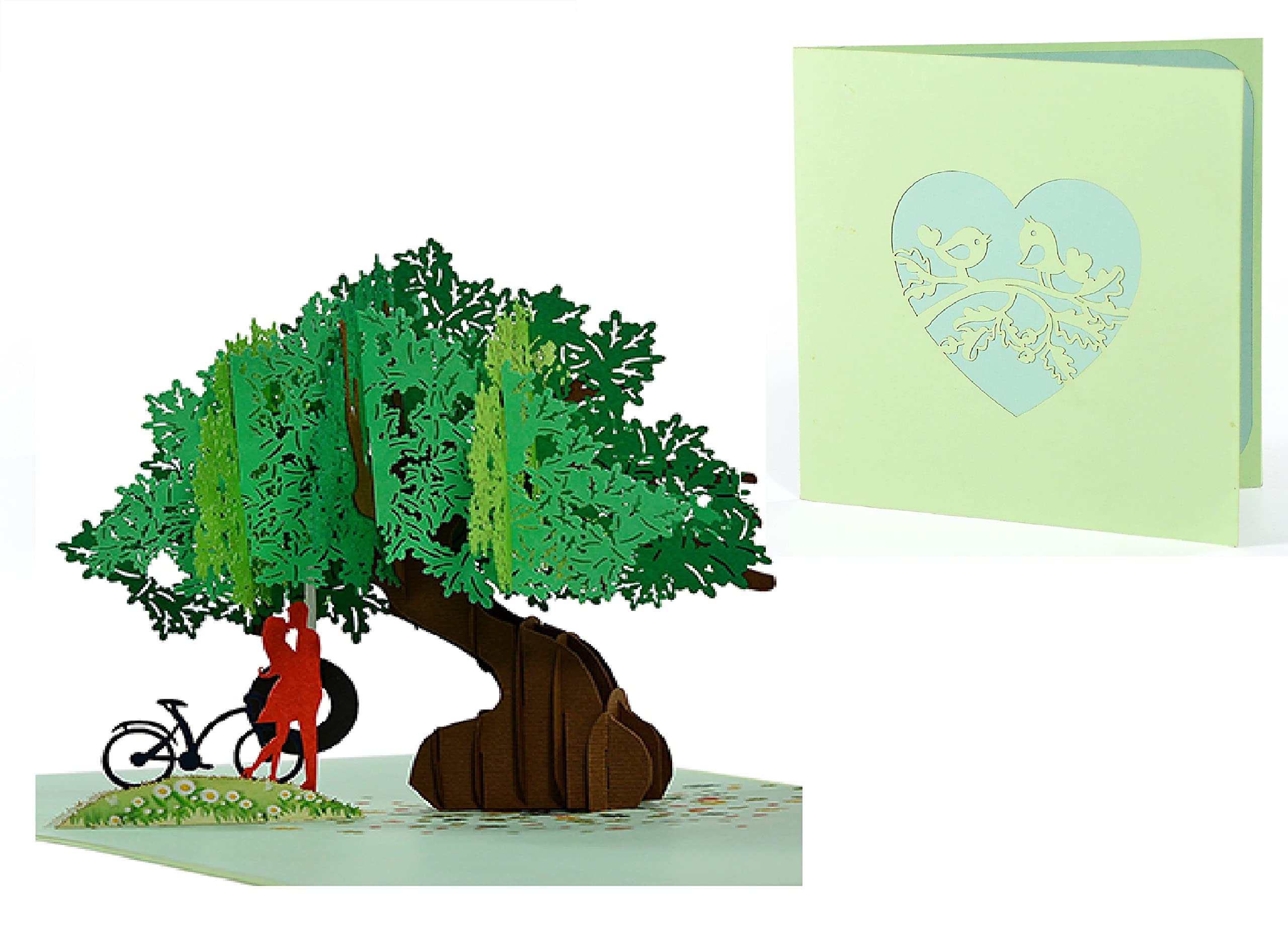 3D Love Pop Up Greeting Card - Romantic Couple Kissing Under Tree for Wedding, Valentine's Day & Anniversary - Handmade 3D Paper Card for Special Occasions (Perfect for Proposals, Vows Renewal & Romantic Surprises)
