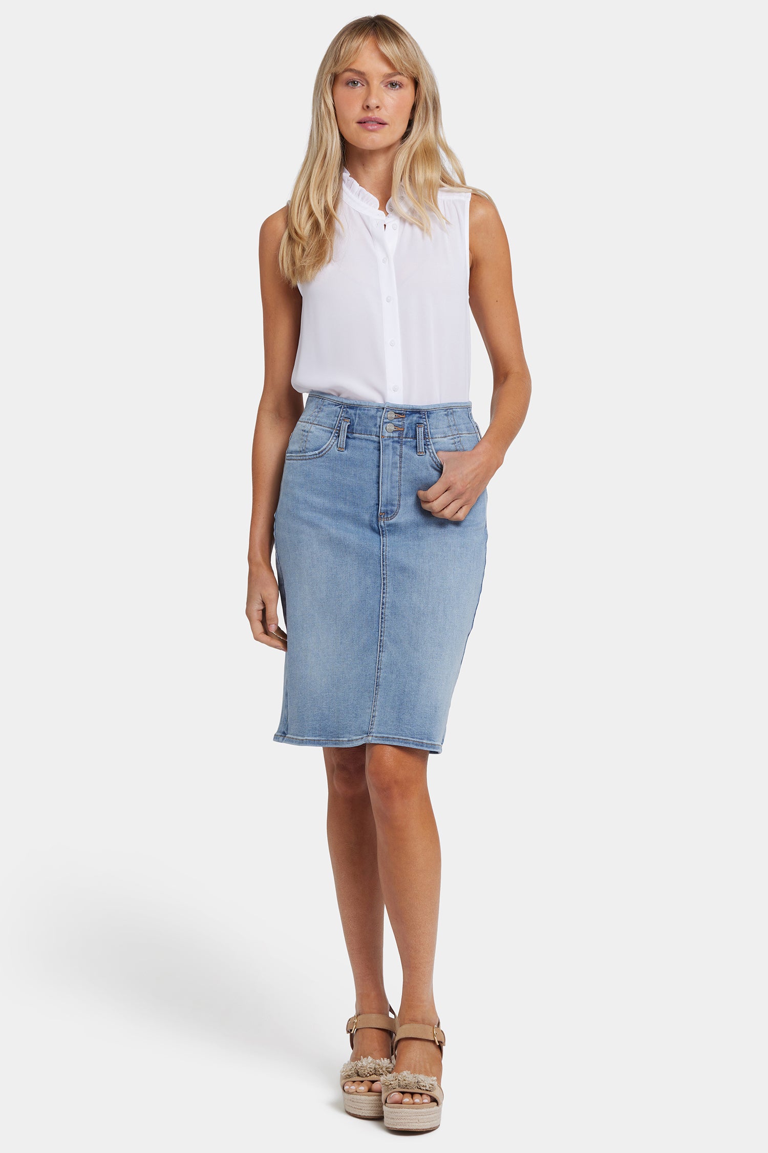 High Waist Skirt for Women - Santiago Sea Stretch A-Line Midi Skirt | Comfortable & Flattering Summer Skirt for Beach, Vacation, and Casual Wear