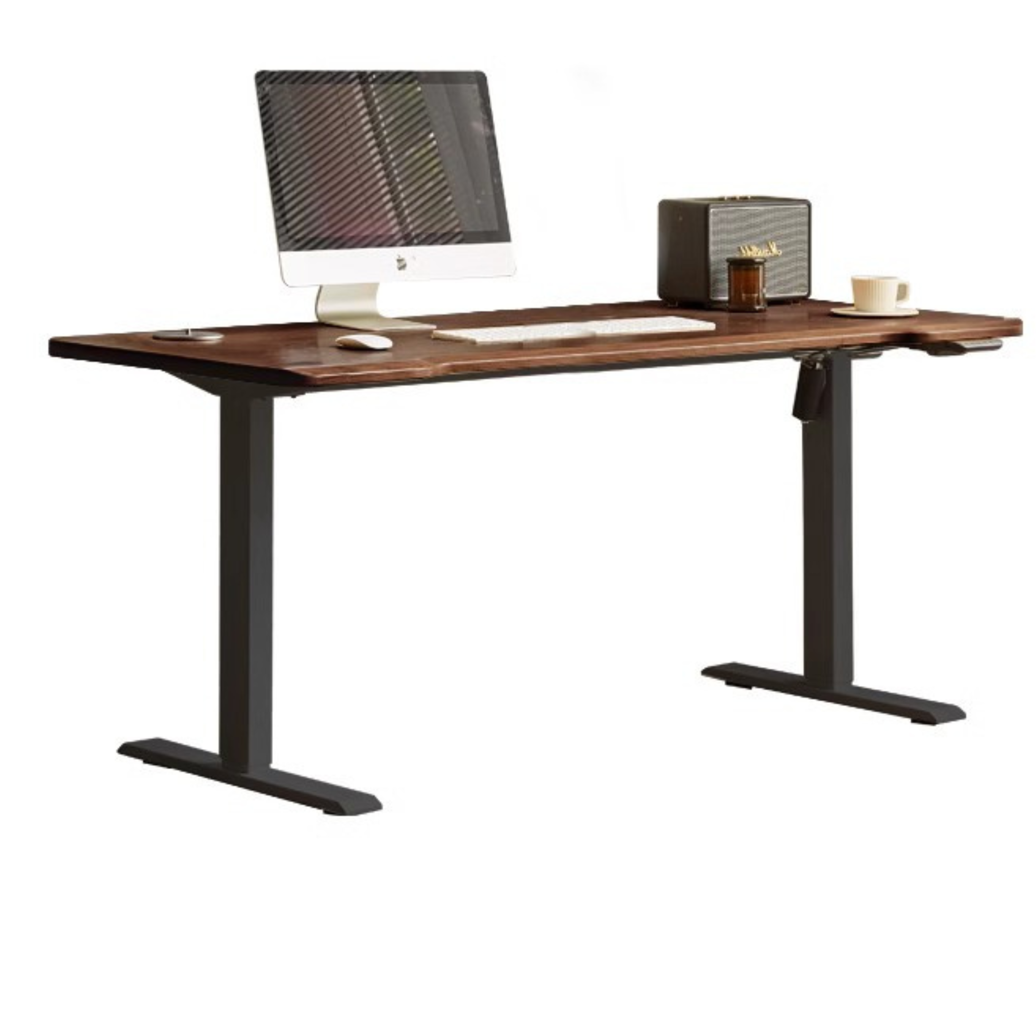 Black Walnut Solid Wood Electric Standing Desk - Adjustable Height Office Desk for Home & Workspace - Perfect for Remote Work, Gaming, and Ergonomic Comfort
