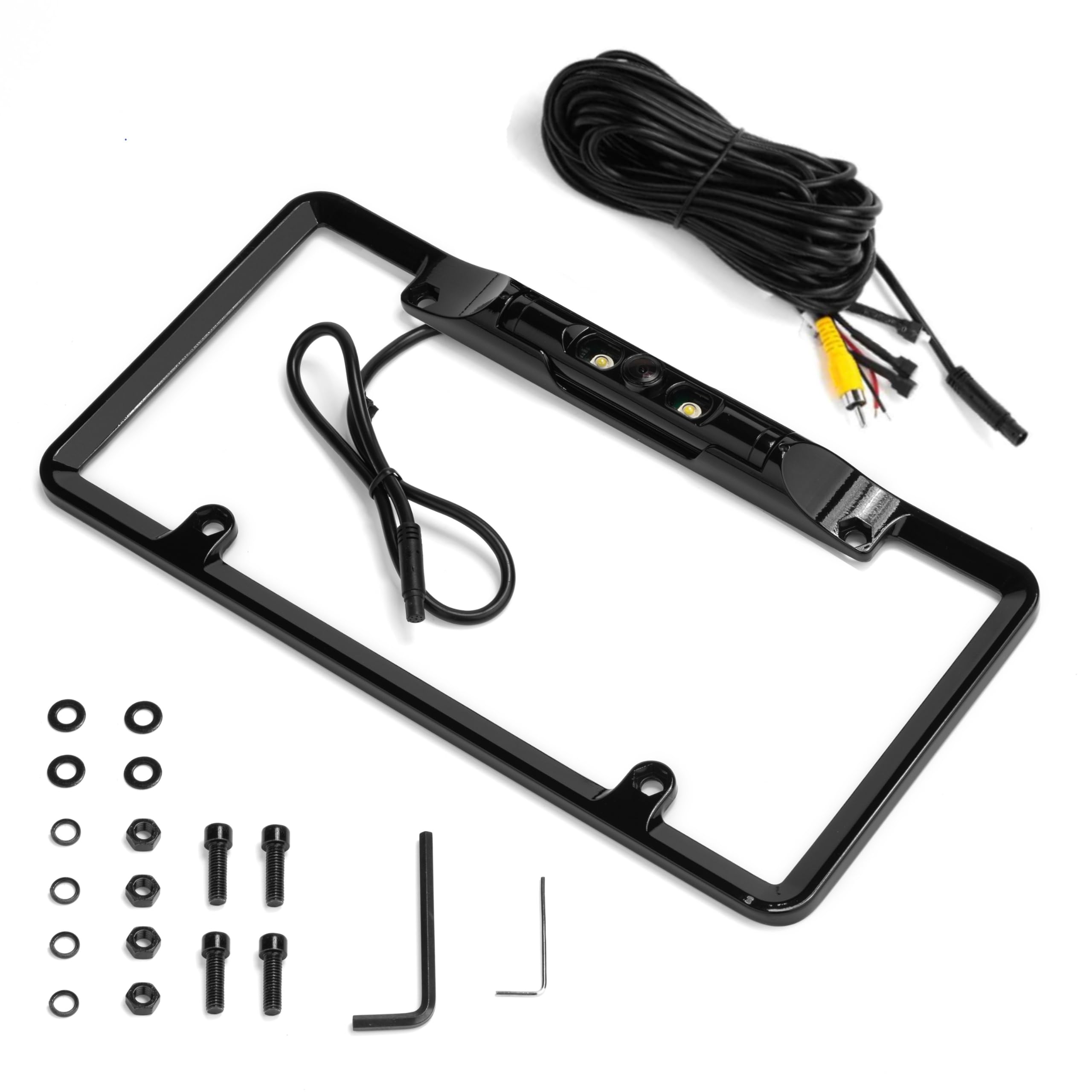 BOYO VTL300CL Full-Frame License Plate Backup Camera with Parking Guidelines & LED Lights for Trucks, SUVs, RVs - Night Vision, Waterproof Rear View Camera for Safe Parking & Reversing (Black)