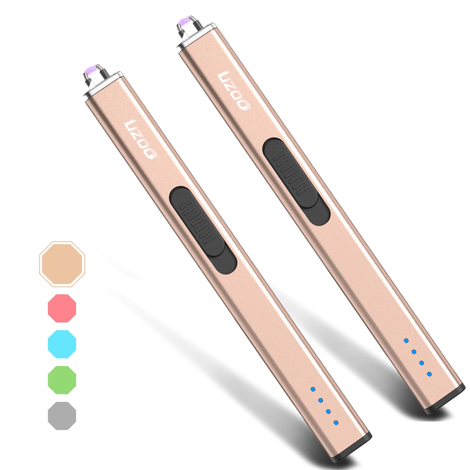 2 Pack Rechargeable USB Electric Arc Lighters with Flexible Neck - Flameless, Windproof for Candles, Aromatherapy, BBQ, Camping & Gas Stoves (Gold) | Perfect for Indoor Use, Outdoor Adventures & Emergency Lighting