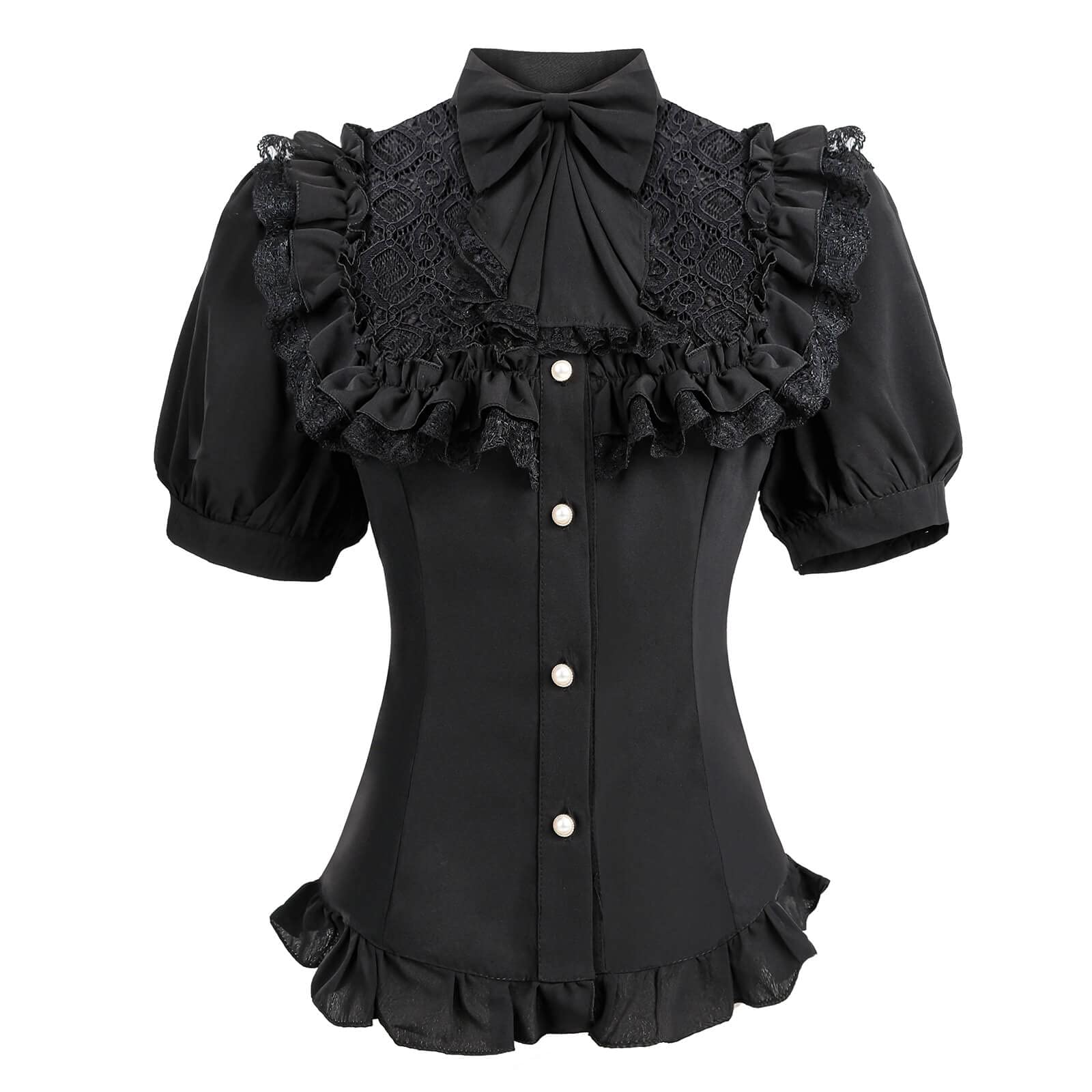 Victorian Gothic Blouse for Women - Vintage Long Sleeve Lace Ruffle Top | Elegant Gothic Lolita & Steampunk Fashion | Dark Aesthetic Clothing for Daily Wear, Halloween, Cosplay & Themed Parties | Perfect for Gothic Weddings, Tea Parties, Renaissance Fairs, Dark Romance Events & Alternative Style Wardrobe | Ideal for Dark Academia, Vampire Themes, Witchy Aesthetic & Gothic Date Nights | Versatile for Office, Evening Events & Creative Photography