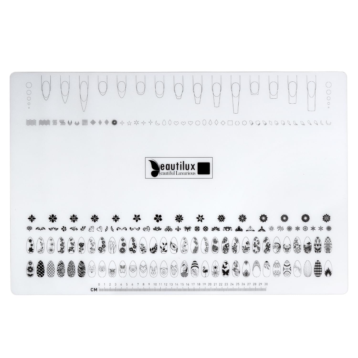 Beautilux Nail Art Silicone Practice Mat for Acrylic Nails & Nail Stamping - Reusable Nail Training Hand with Stamping Mat - Professional Nail Art Tools for Beginners & Salon Use - Perfect for Home Practice & Nail Technician Training