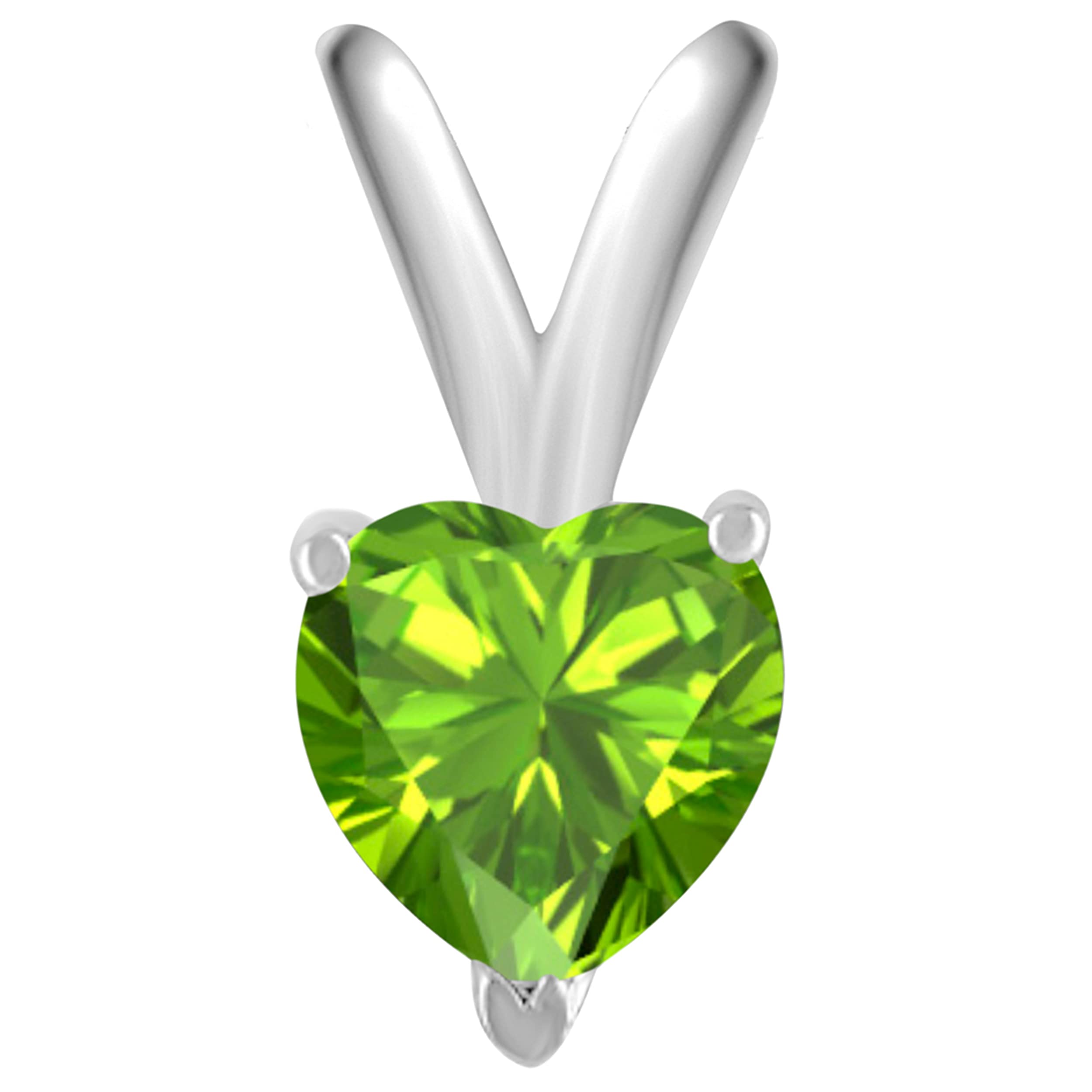 Peridot Pendant Necklace for Women - 14k White Gold Heart-Shaped 0.45 Carat Gemstone Jewelry with 18