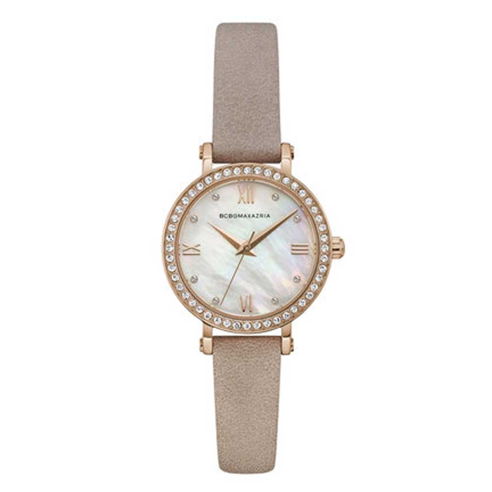 BCBGMAXAZRIA Women's Quartz Rose Gold Stainless Steel Watch with Brown Leather Strap BG50674002 - Perfect for Office, Party & Everyday Wear