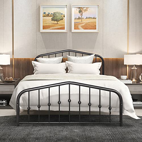 Sturdy 77.95 x 54.33 x 42.52 Inch Full Size Metal Bed Frame - Heavy Duty Platform Mattress Foundation with Easy Assembly | Durable Bed Structure for Home, Dorm, Guest Room & Apartment
