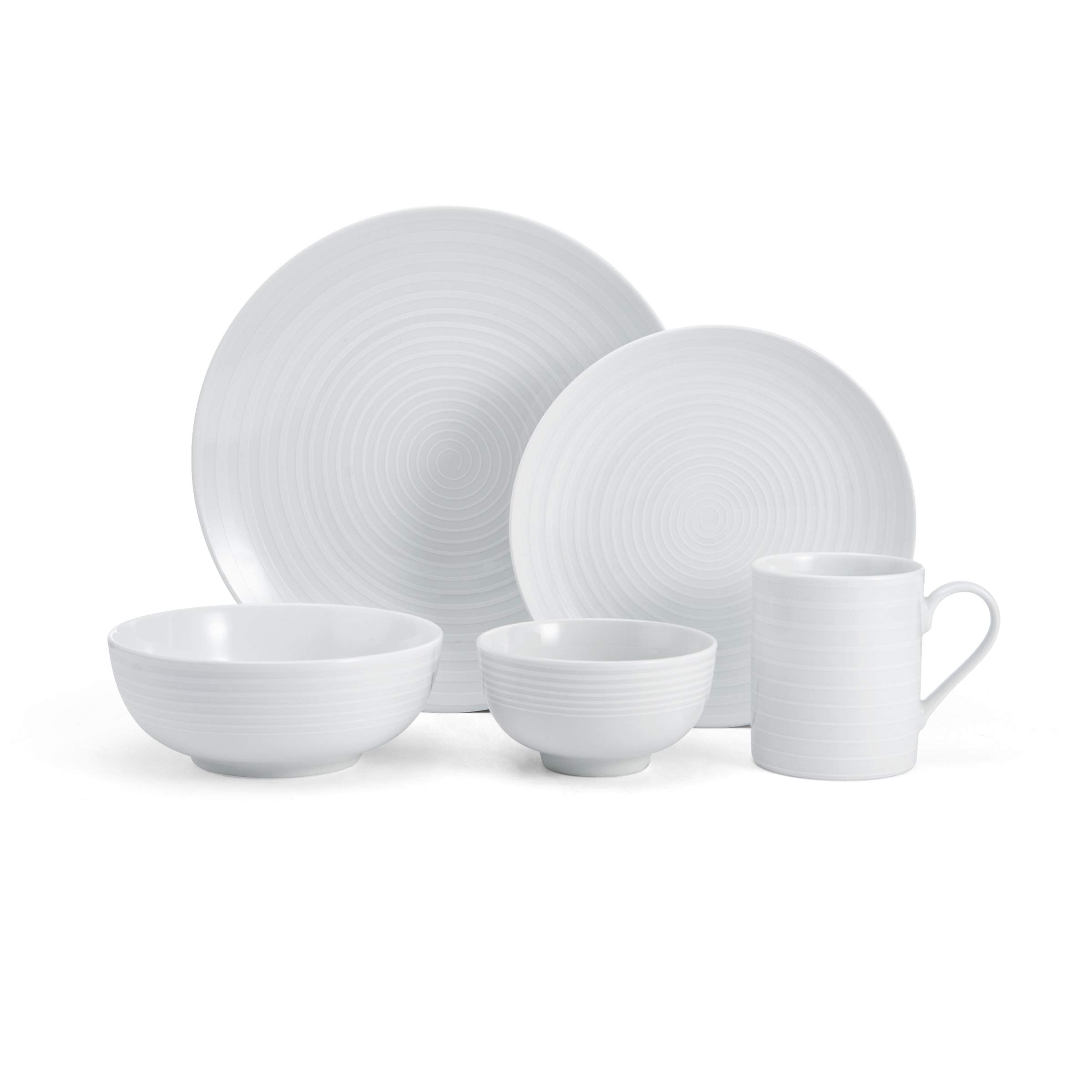 Mikasa Cheers 40-Piece Dinnerware Set - Service for 8, White Porcelain Dinner Plates, Bowls & Cups - Perfect for Family Dinners, Holiday Entertaining & Restaurant Use