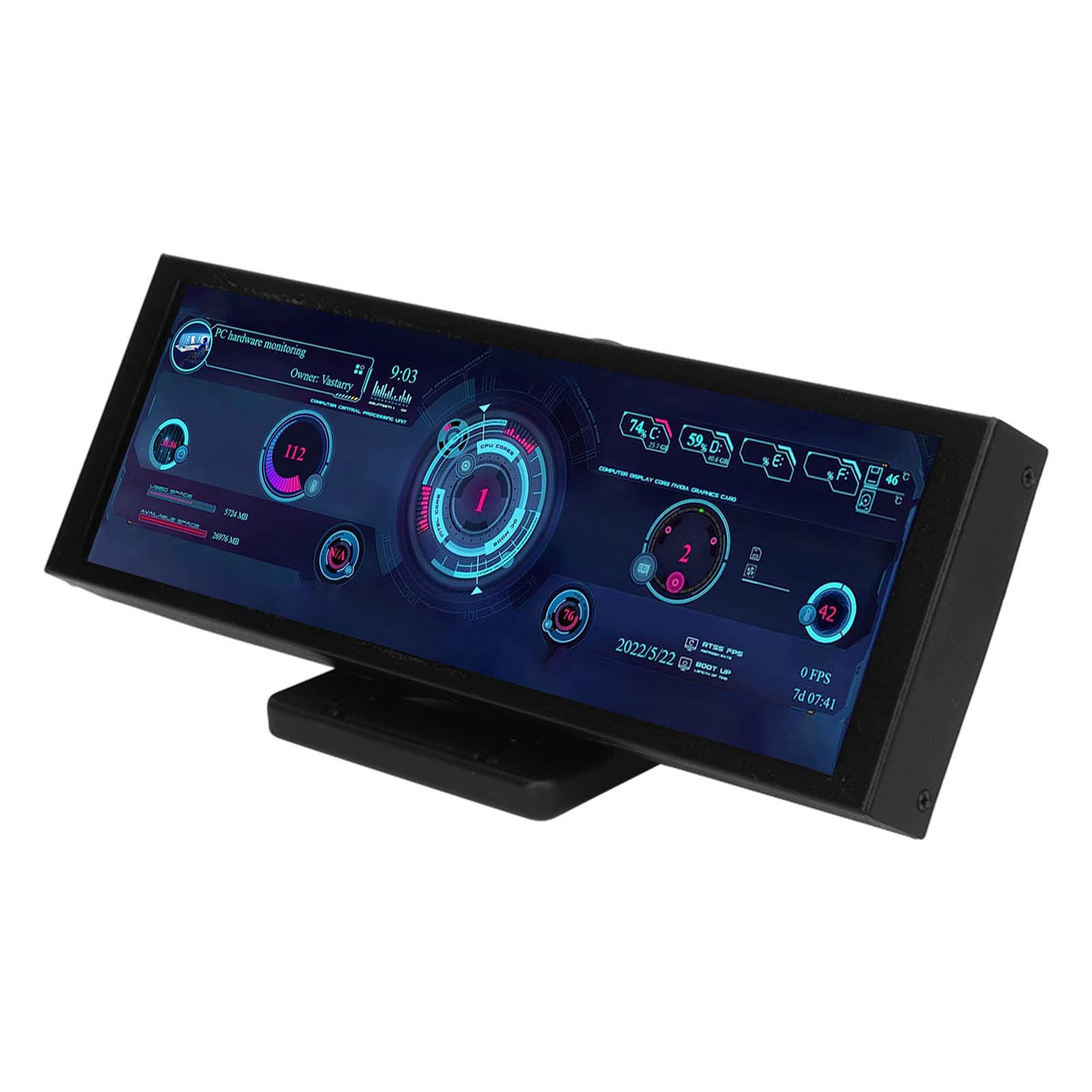 7.9 Inch IPS Monitor with Auto Shutoff, USB Powered, Customizable Theme Editor for GPU & PC - Ideal for Gaming, Workstation & DIY PC Builds