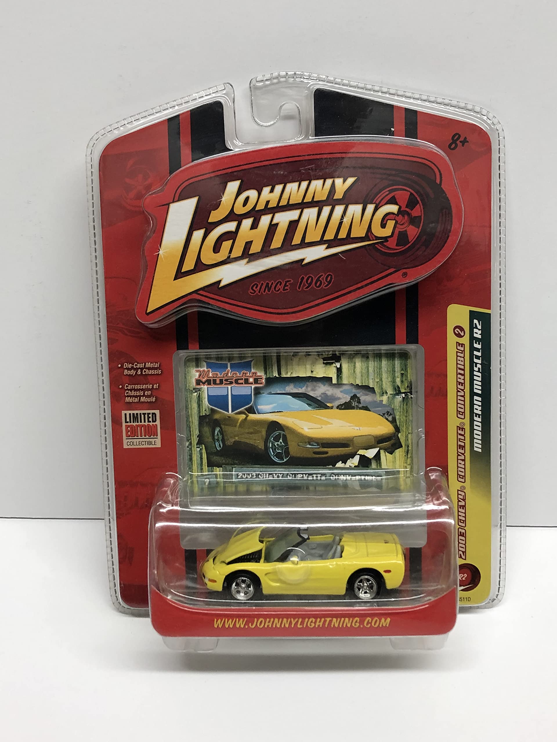 2003 Chevy Corvette Convertible Johnny Lightning 1:64 Scale Die-Cast Model Car - Modern Muscle Collectible for Display, Gifts & Racing Enthusiasts