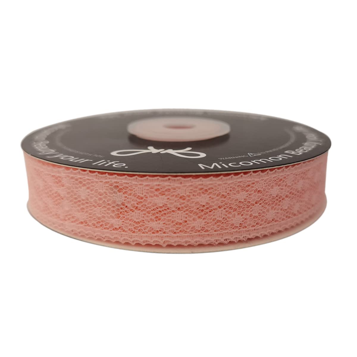 5/8 Inch Light Pink Polyester Lace Ribbon Trim - 25 Yards per Roll for DIY Crafts, Wedding Decorations & Gift Wrapping