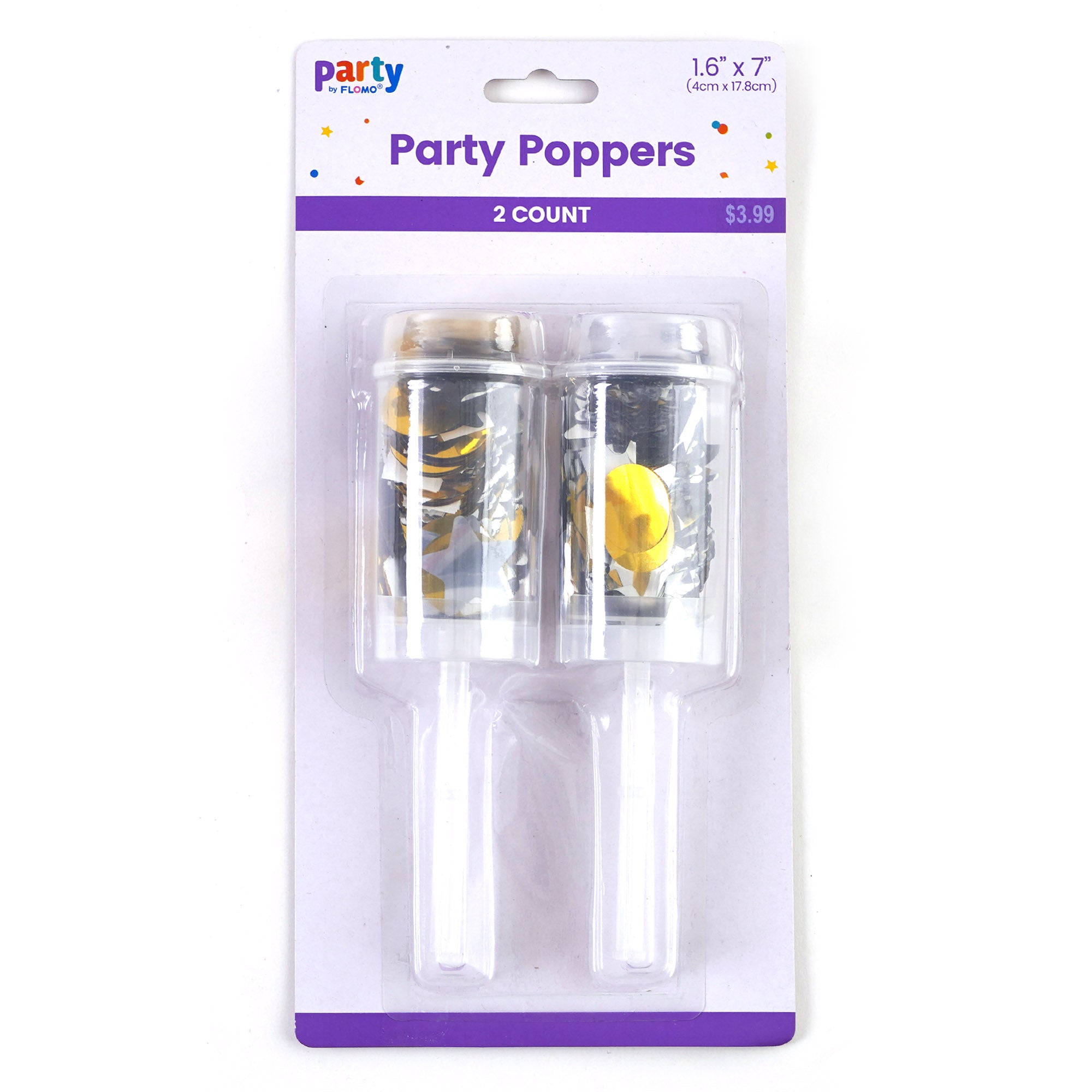 2-Pack Birthday Confetti Poppers - Colorful Party Poppers for Celebrations, Weddings, Baby Showers & New Year's Eve Parties - Fun Party Supplies for Adults & Kids