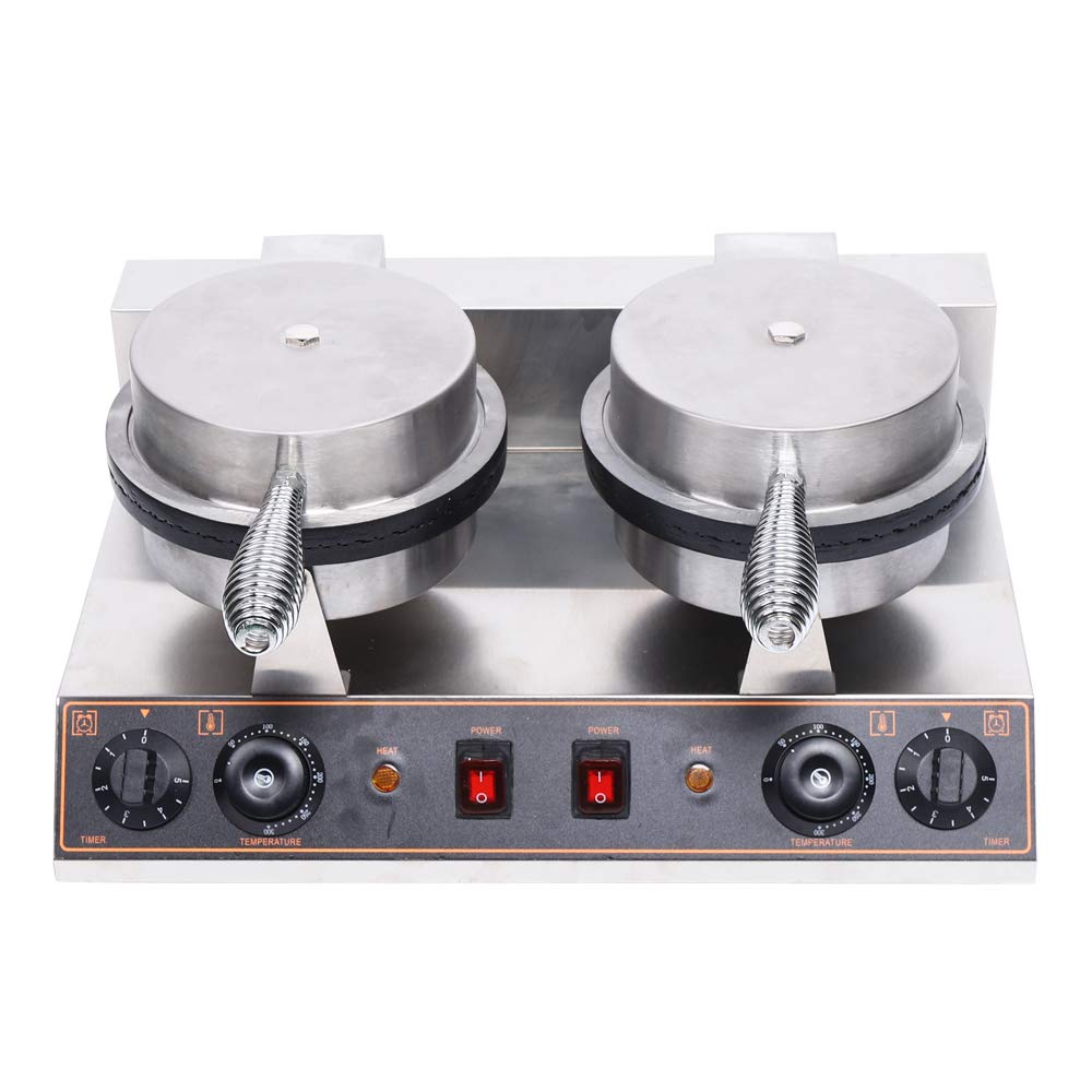 110V 1200W Electric Waffle Cone Maker Machine with Nonstick Coating & Dual Baker - Adjustable Temperature & Timer Control - Perfect for Ice Cream Shops, Bakeries, Restaurants and Home Use (Make Delicious Waffle Cones for Ice Cream, Desserts & Snacks)