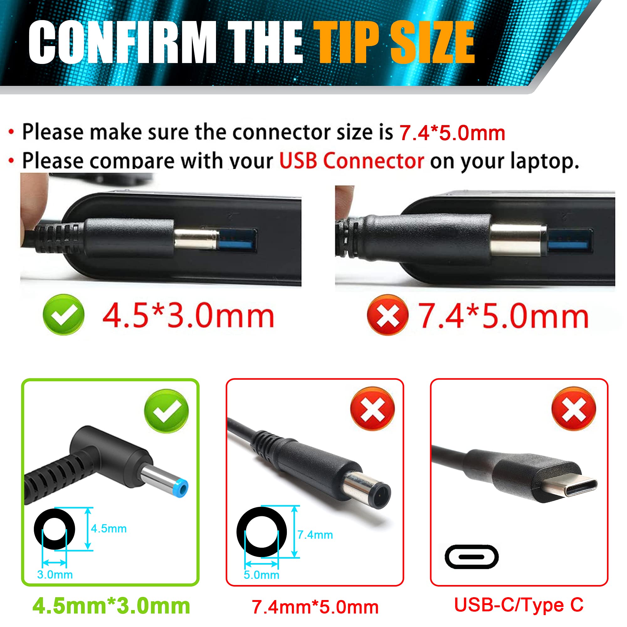 135W 19.5V 6.9A AC Adapter Laptop Charger Compatible with HP Spectre x360 15t-df100 CTO, HP Pavilion Gaming 15 17 ec0013dx 15-ec0751ms - Replacement Power Cord for HP Laptops - Perfect for Home, Office & Travel Use