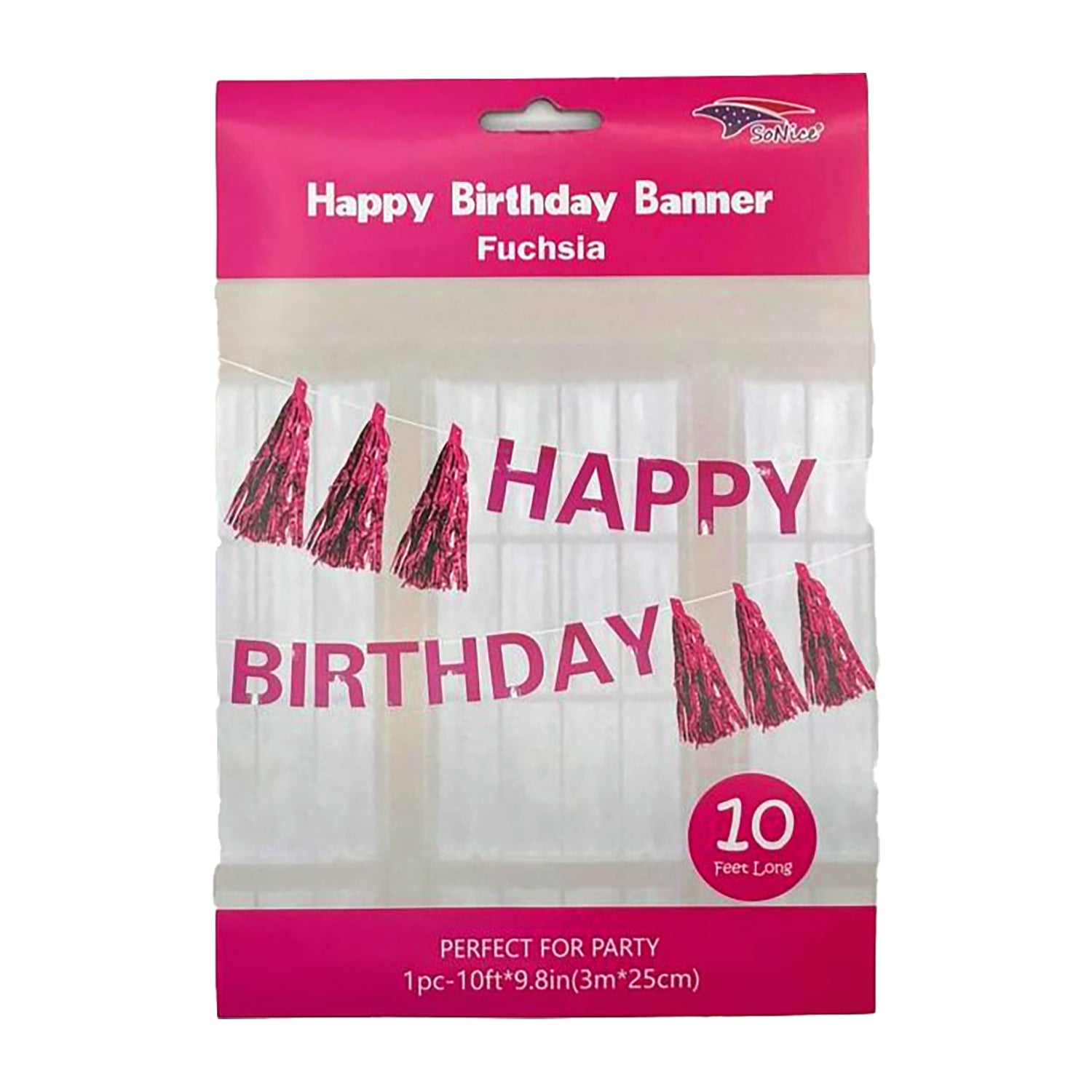 10 Ft Fuchsia Birthday Tassel Garland | Party Decorations for Birthday Celebrations, Baby Showers & Home Decor
