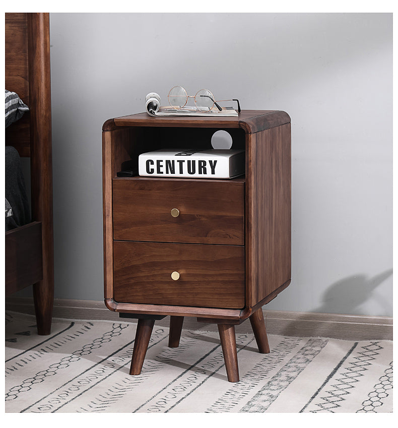 JAMES Nordic Solid Wood Bedside Cabinet - Modern Bedroom Nightstand with Drawer, 35cm Height - Perfect for Small Spaces, Apartment & Guest Room Decor
