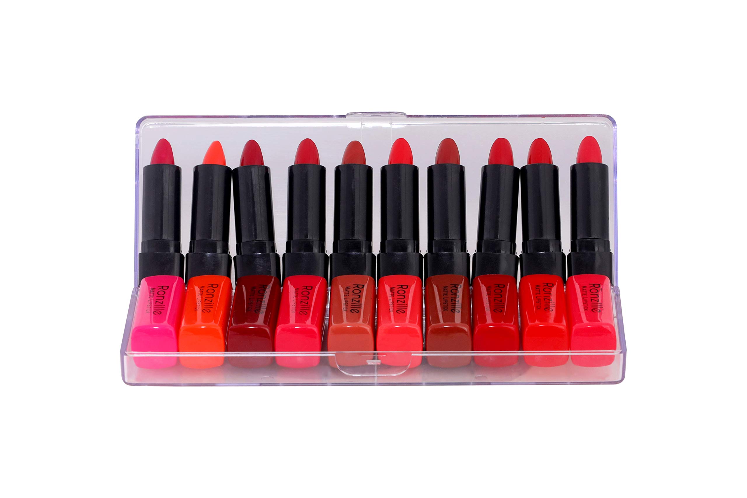 Ronzille Mini Matte Lipstick Set - 10 Long Lasting Vibrant Colors for Everyday Wear & Special Occasions | Cruelty Free & Moisturizing Formula | Perfect for Gifts, Travel, and Makeup Lovers