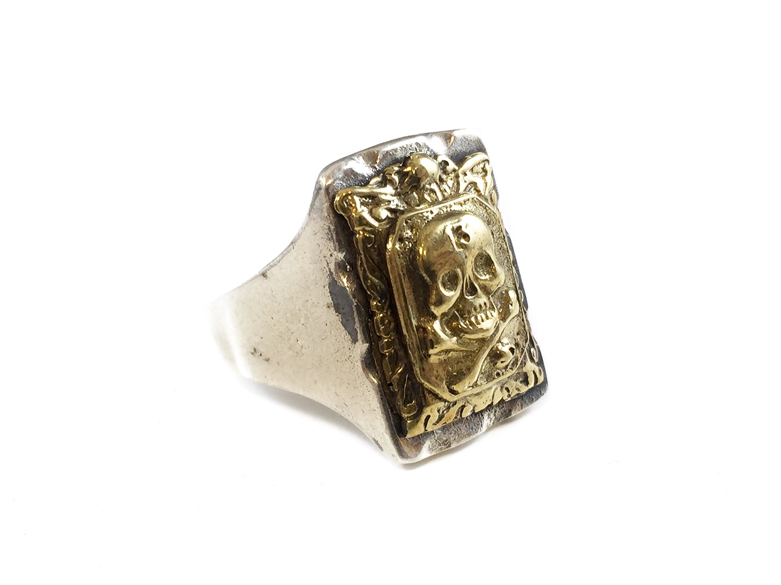 925 Sterling Silver Biker Ring - Mexican Rockabilly Style with Crossbone Skull Design for Men | Perfect for Motorcycle Enthusiasts, Rock Music Fans & Gothic Fashion Lovers